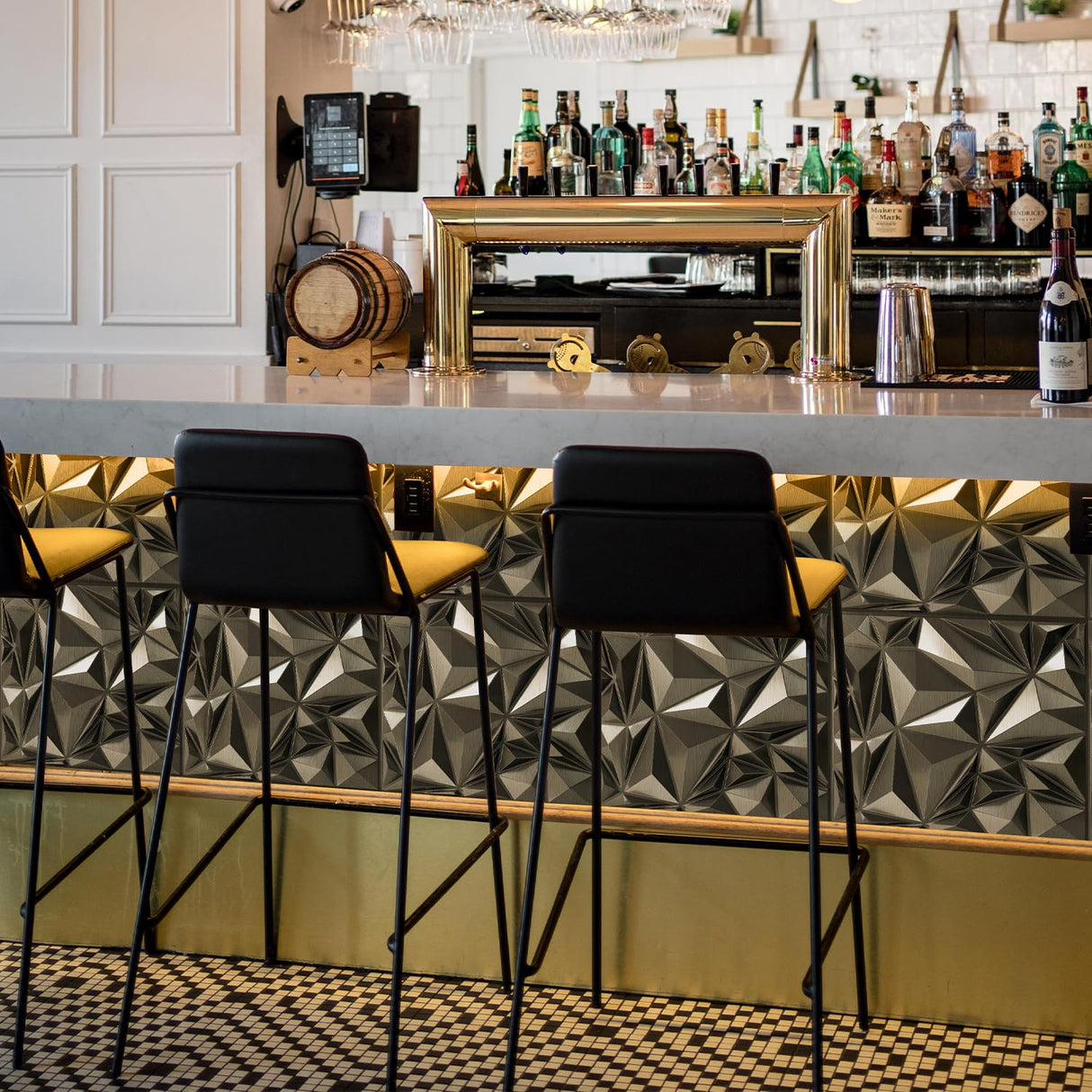 STICKGOO Diamond 3D Wall Panels, Brushed Silver Decorative Wall Covering Panels for Interior Wall Decor, PVC Accent Wall Panels for Living Room Bedroom Game Room STICKGOO