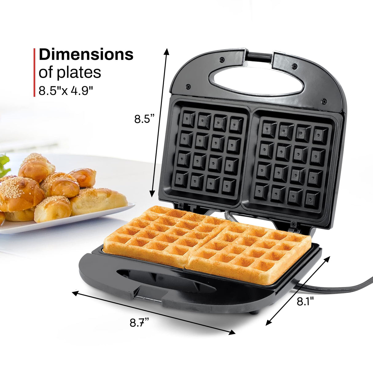 Elite Gourmet EWM-2207# Electric Non-Stick Belgian Waffle Maker Iron, Breakfast, Sandwiches, Snacks, Burgers and more, 2-Slice, Black Elite Gourmet