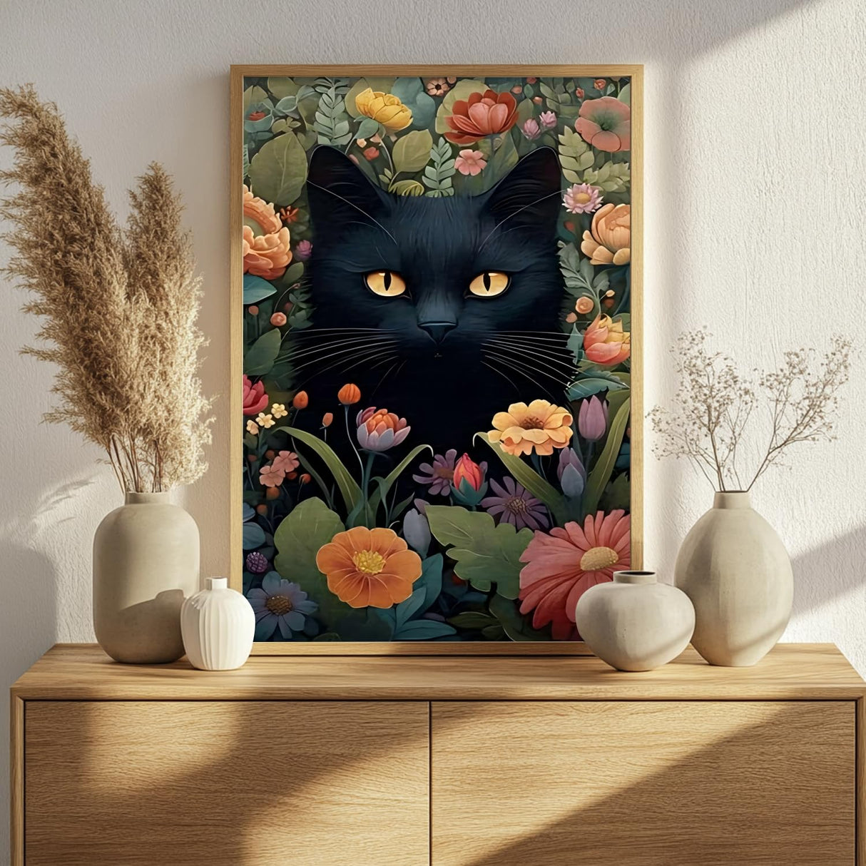 Cat Paint by Numbers for Adult, Cat Paint by Numbers Kit for Adults Beginners, DIY Flower Acrylic Painting on Canvas for Home Wall Art Decor 16x20 Inch Mandun