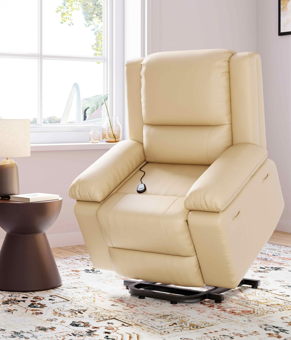 GarveeHome Oversized Wide Power Lift Recliner Chair - Heat and Massage, Faux PU Leather, Adjustable Back and Legs, Electric Lift Chair Designed for The Elderly and People with Mobility impaired GarveeHome