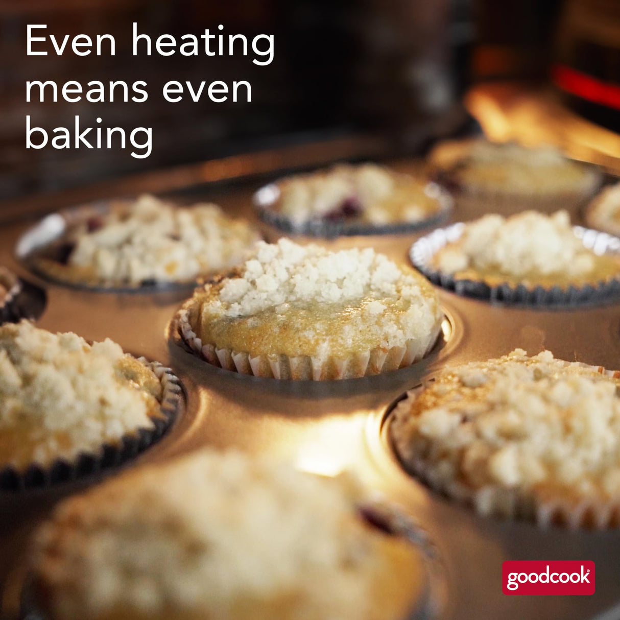 GoodCook MegaGrip 12-Cup Nonstick Steel Cupcake and Muffin Pan with Silicone Grip Handles, Gray GoodCook