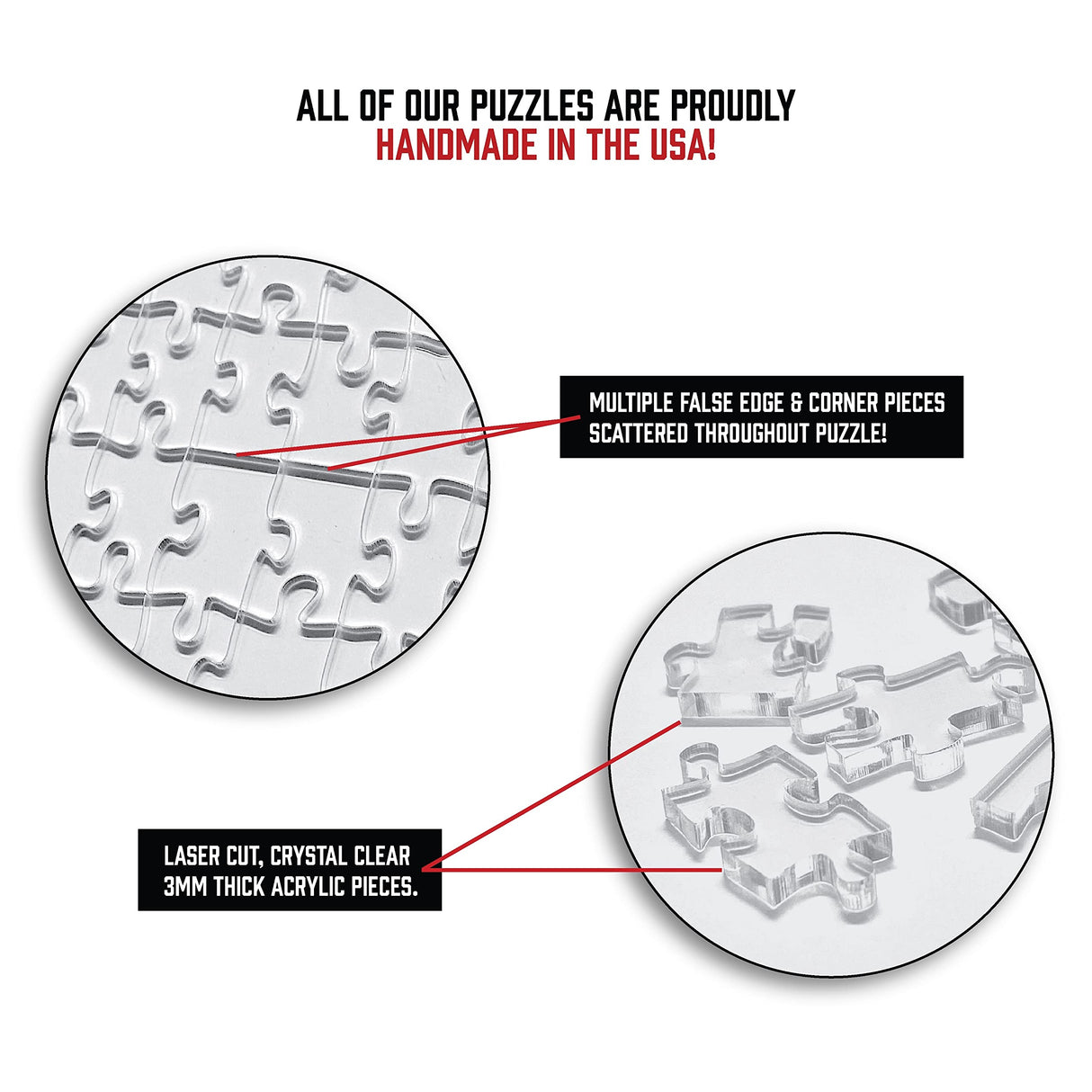 CM Originals The Clearly Impossible Puzzle 500 Pieces Hard Puzzle for Adults (Acrylic, Jigsaw, 18.75x11 inches, 1 Pound, Made in USA) CM Originals