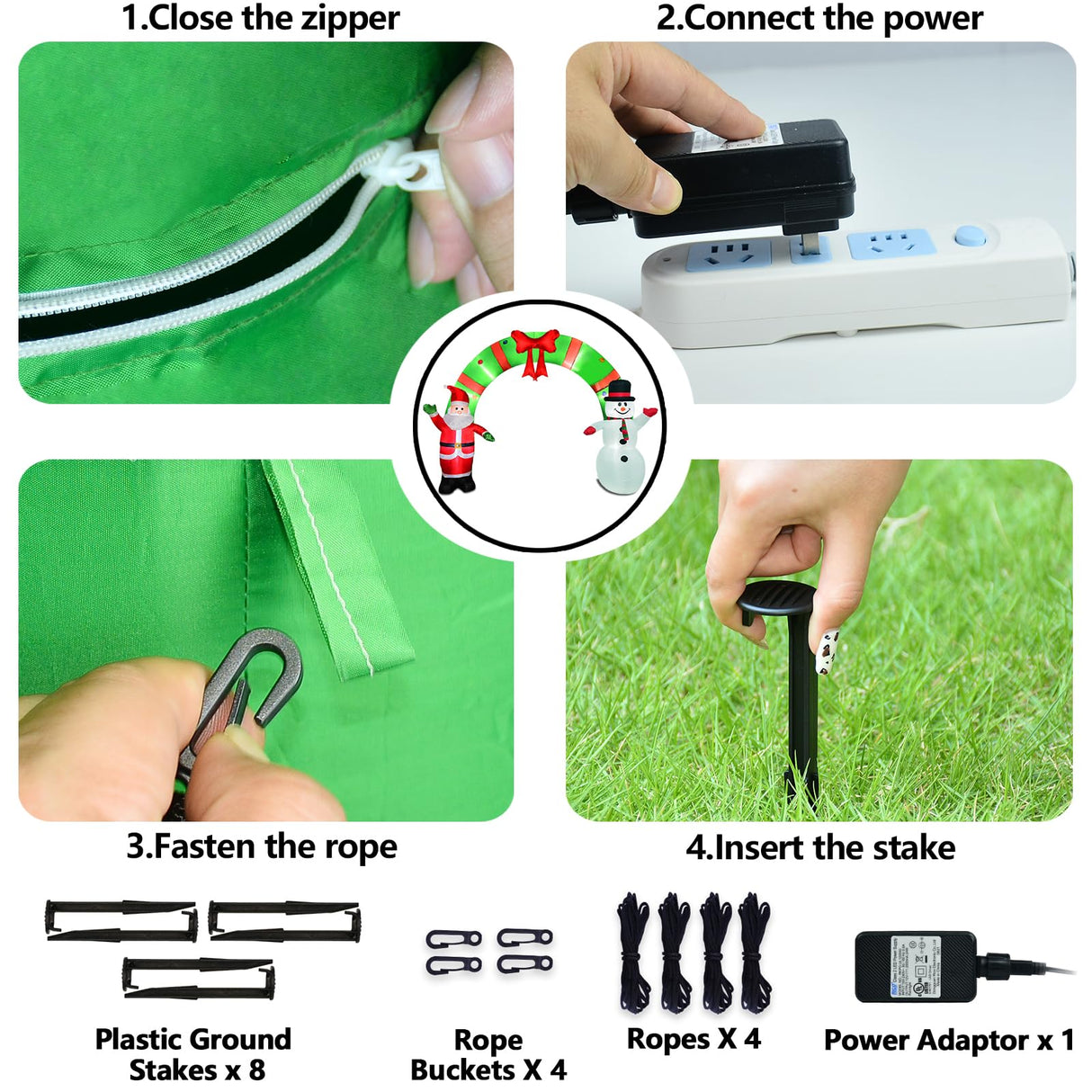 12 Ft Lighted Christmas Inflatable Archway, Inflatable Santa Claus and Snowman Arch Indoor and Outdoor Holiday Decorations, Built-in Led Lights, Large Outdoor Patio Decorations Garden Props OILCUP