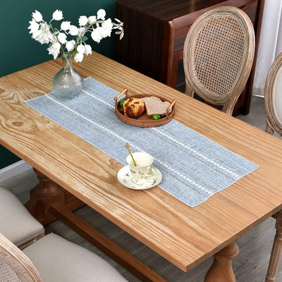 Farmhouse Rustic Table Runner Braided Stripe Table Runners Embroidered Table Decorations for Kitchen Living Room Dining Holiday and Party Grey 13x36 Inch