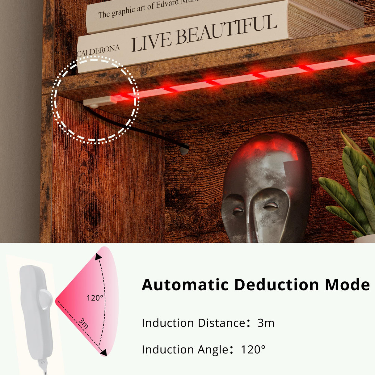 IRONCK Tall Bookcase with LED Lights, 70 in Industrial Bookshelves and Bookcases with Doors, 6 Shelf Display Storage Shelves Floor Standing for Home Office, Living Room, Bedroom IRONCK