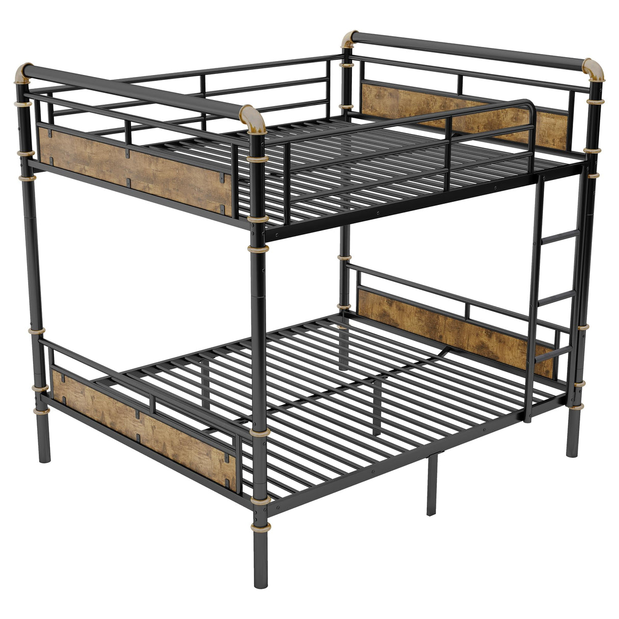 Duxelifin Full Over Full Bunk Bed for Teens & Kids, Heavy-Duty Metal Bunkbeds Industrial Convertible Bunk Bed Frame with High Safety Rails and Ladders, No Box Spring Needed (Black) Duxelifin