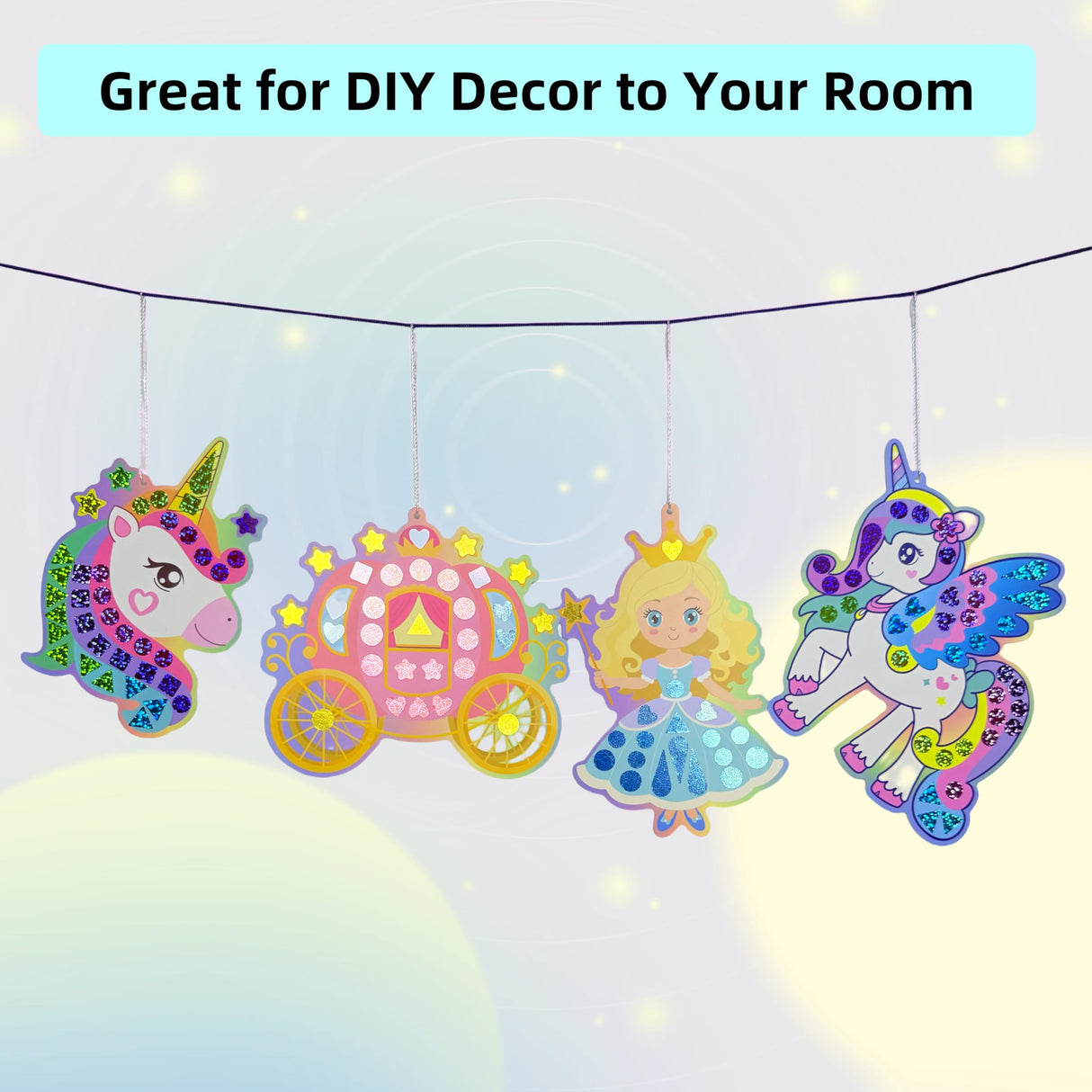 Unifuncy Magical Mosaic Kit – Princess & Unicorn Foil Art Stickers for Kids | Sticker Wow DIY Crafts Ages 4-8 | Fun Toddler Crafts 2-4 | Creative Arts and Crafts for Kids 4, 5,6,7,8 Generic