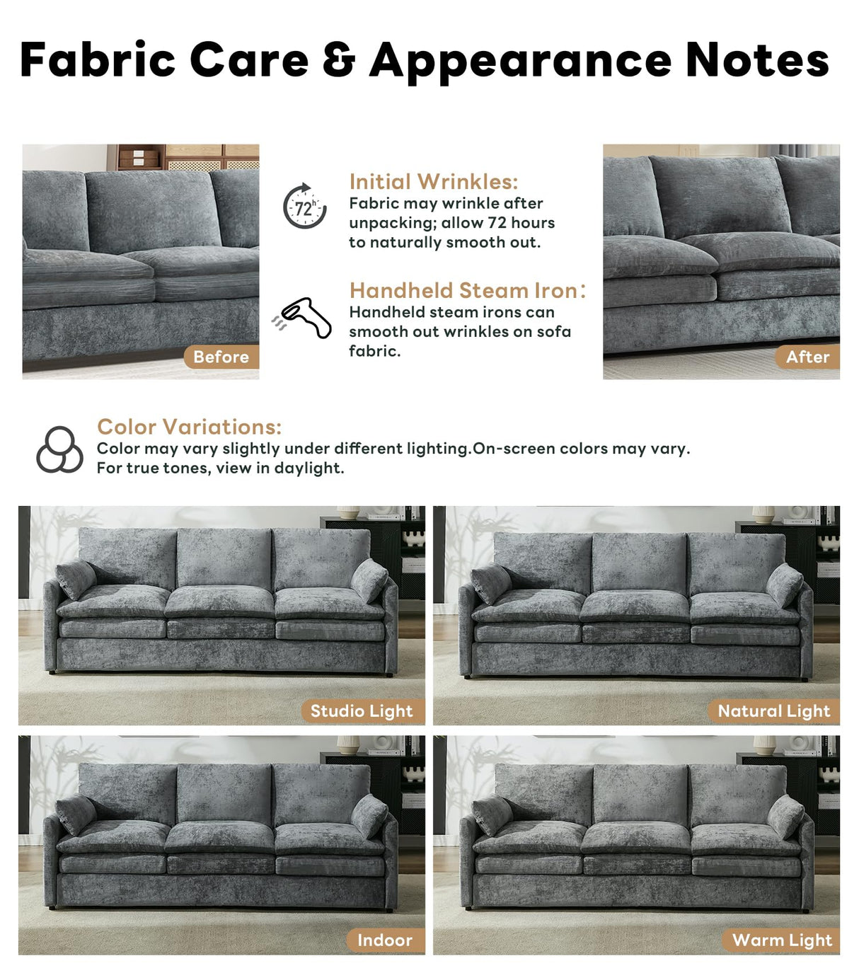 Tbfit Modern Sofa, 89" Cloud Couch w/Pillows, Pocketed Spring Seats, Comfy 3-Seater Plush Foam Cushions, Chenille Fabric Removable Cover, Soft Upholstered Living Room Furniture Home Apartment, Gray Tbfit