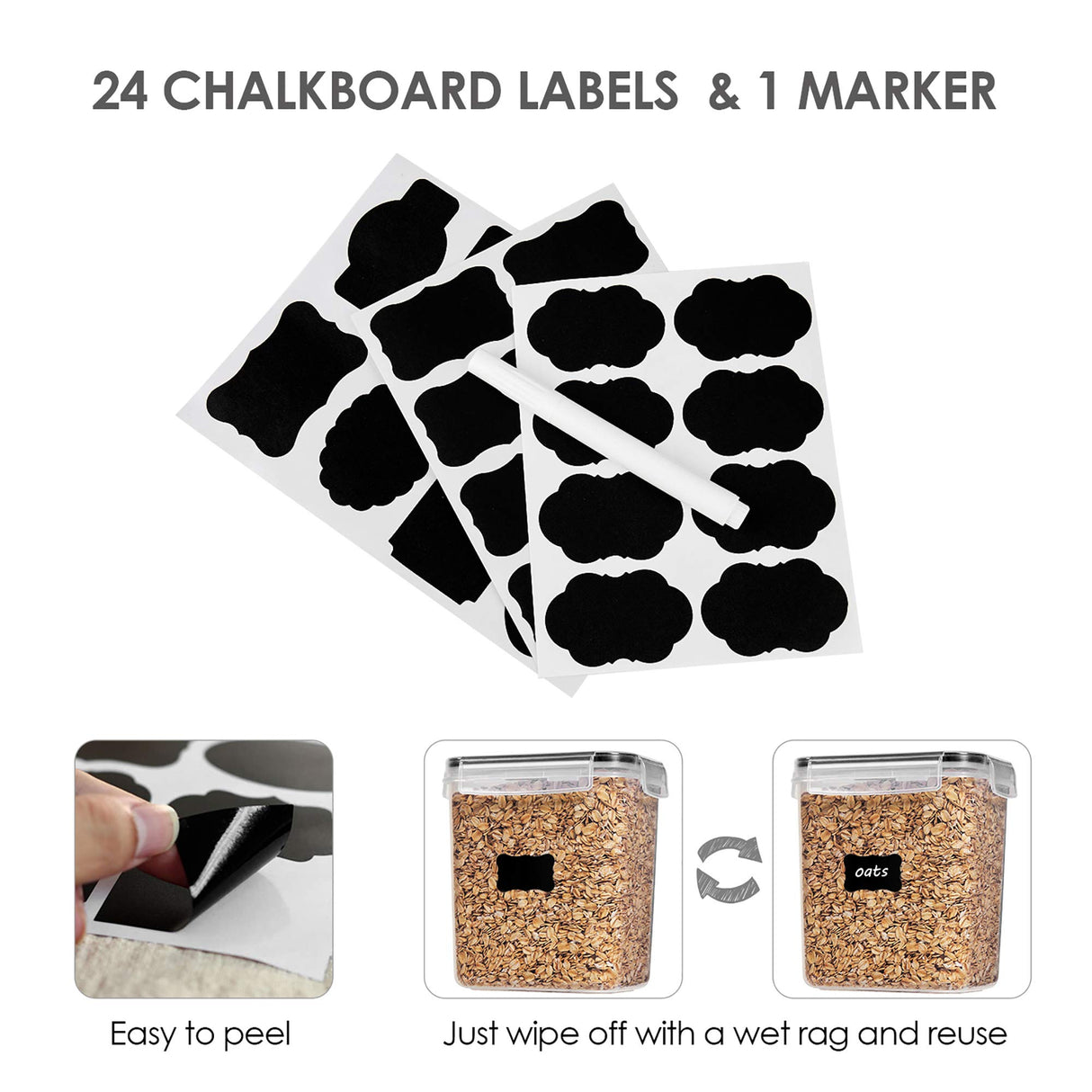 Vtopmart Airtight Food Storage Containers Set with Lids, 15pcs BPA Free Plastic Dry Food Canisters for Kitchen Pantry Organization and Storage, Dishwasher safe,Include 24 Labels, Black Vtopmart