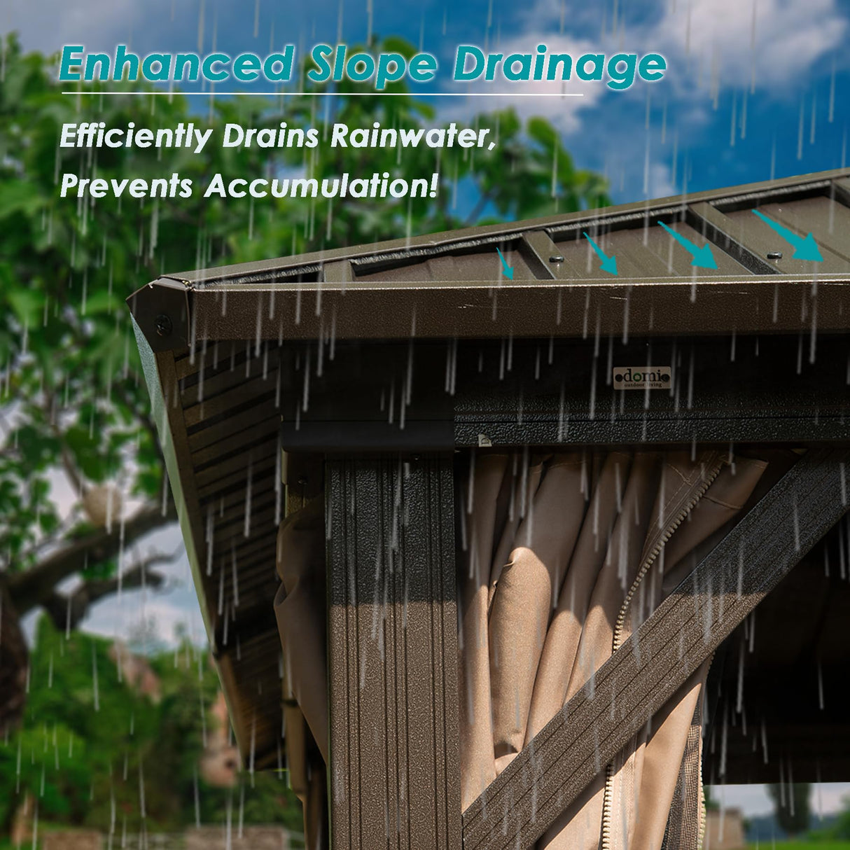 Domi 12' X 18' Hardtop Gazebo, Aluminum Metal Gazebo with Galvanized Steel Double Roof Canopy, Curtain and Netting, Permanent Gazebo Pavilion for Party, Wedding, Outdoor Dining, Brown domi outdoor living