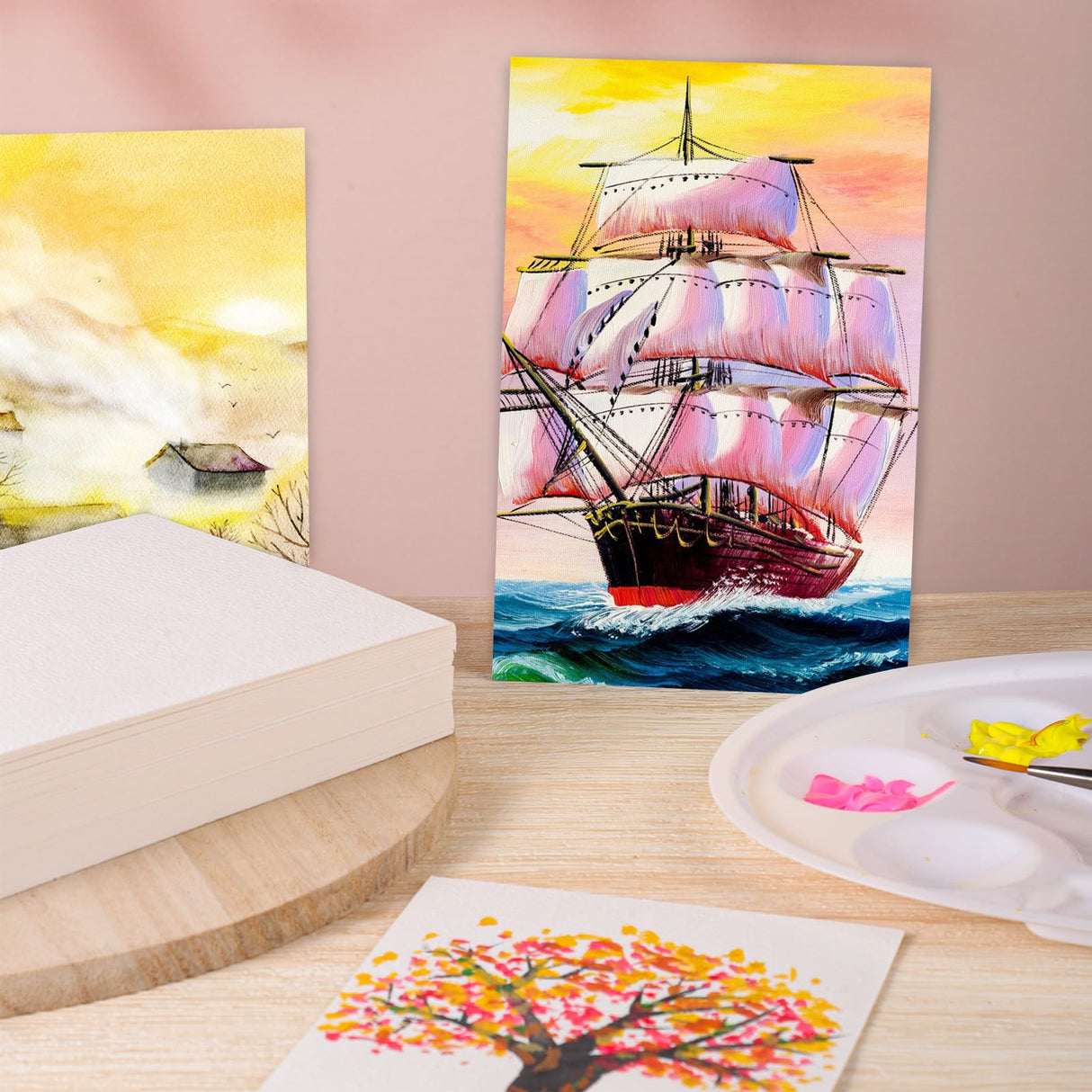 60 Sheets Watercolor Paper Bulk, 140 lb/300 GSM Cold Press Paper White Water Color Paper for Kids Child Students Adults Artists Watercolor Drawing Gift Cards(5 x 7 Inch) Prudiut