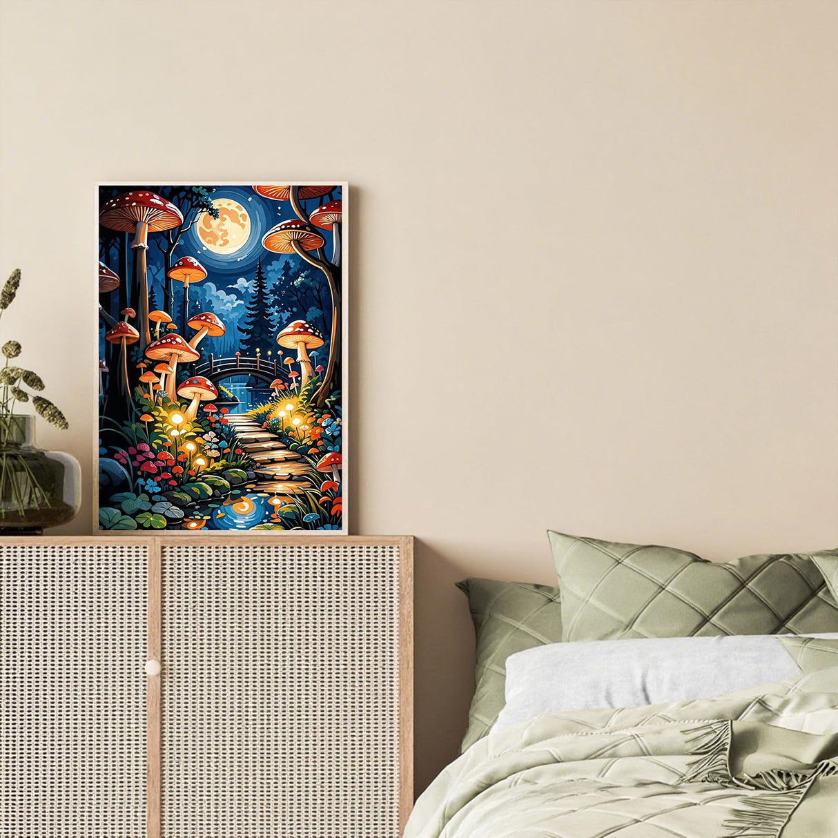 Aestalrcus Forest Paint by Numbers Kit for Adults, Mushrooms Paint by Numbers for Adults, DIY Paint by Number Gifts & Home Wall Decor 16X20 Inch Aestalrcus