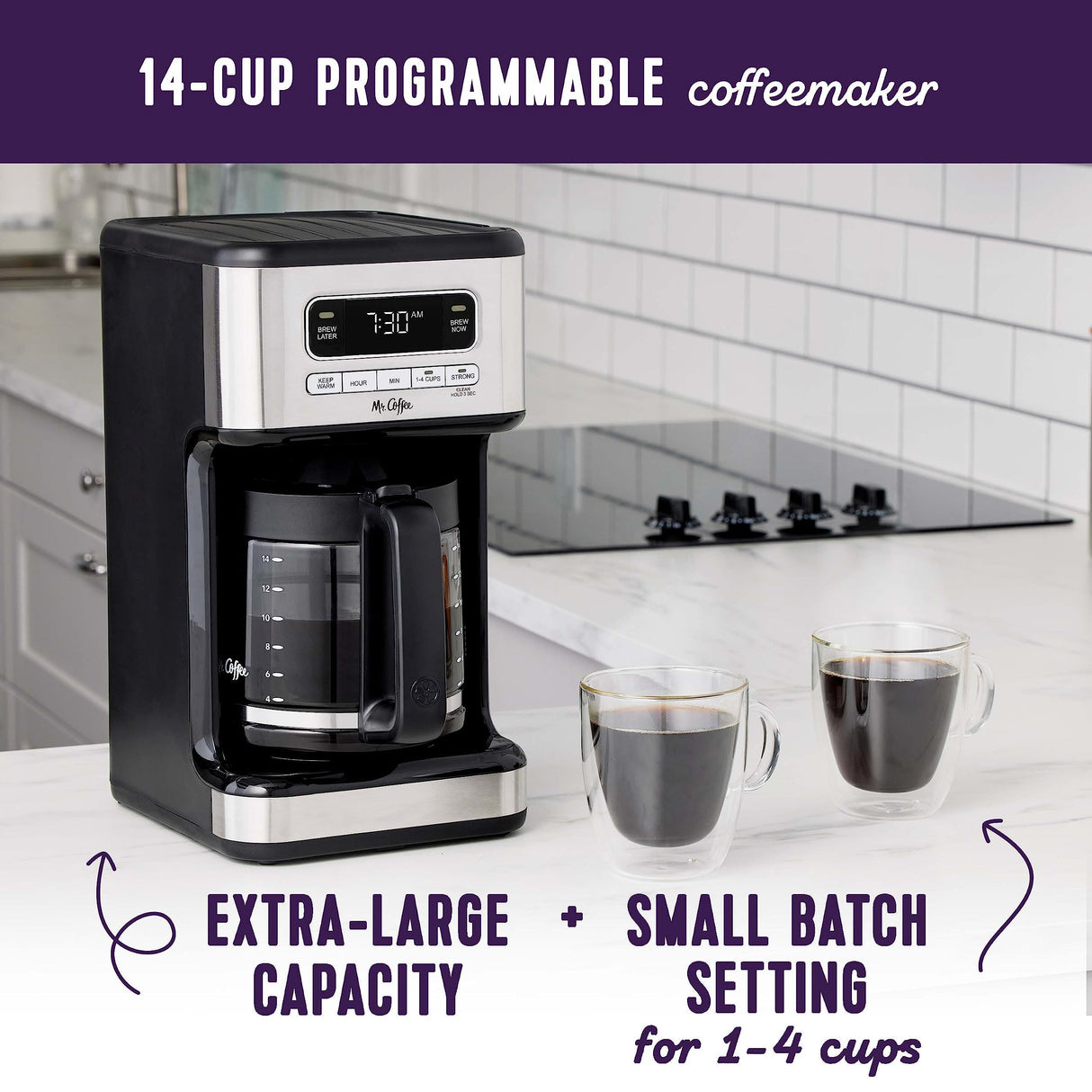 Mr. Coffee 14 Cup Programmable Coffee Maker, Stainless Steel Mr. Coffee