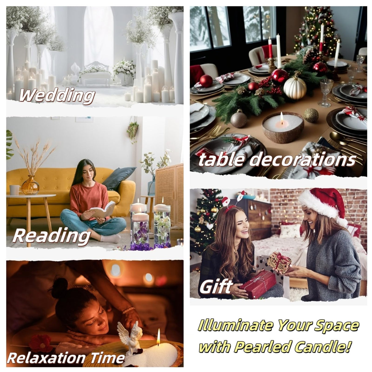 Aufien Pearled Candle 21.4 Oz,Candle Sand Wax DIY Set with 30 Wicks,Refillable Powder Candles Non Toxic,Bead Candle Making Kit for Handmade, Wedding and Party Decorations Orange Blossom Scented Aufien