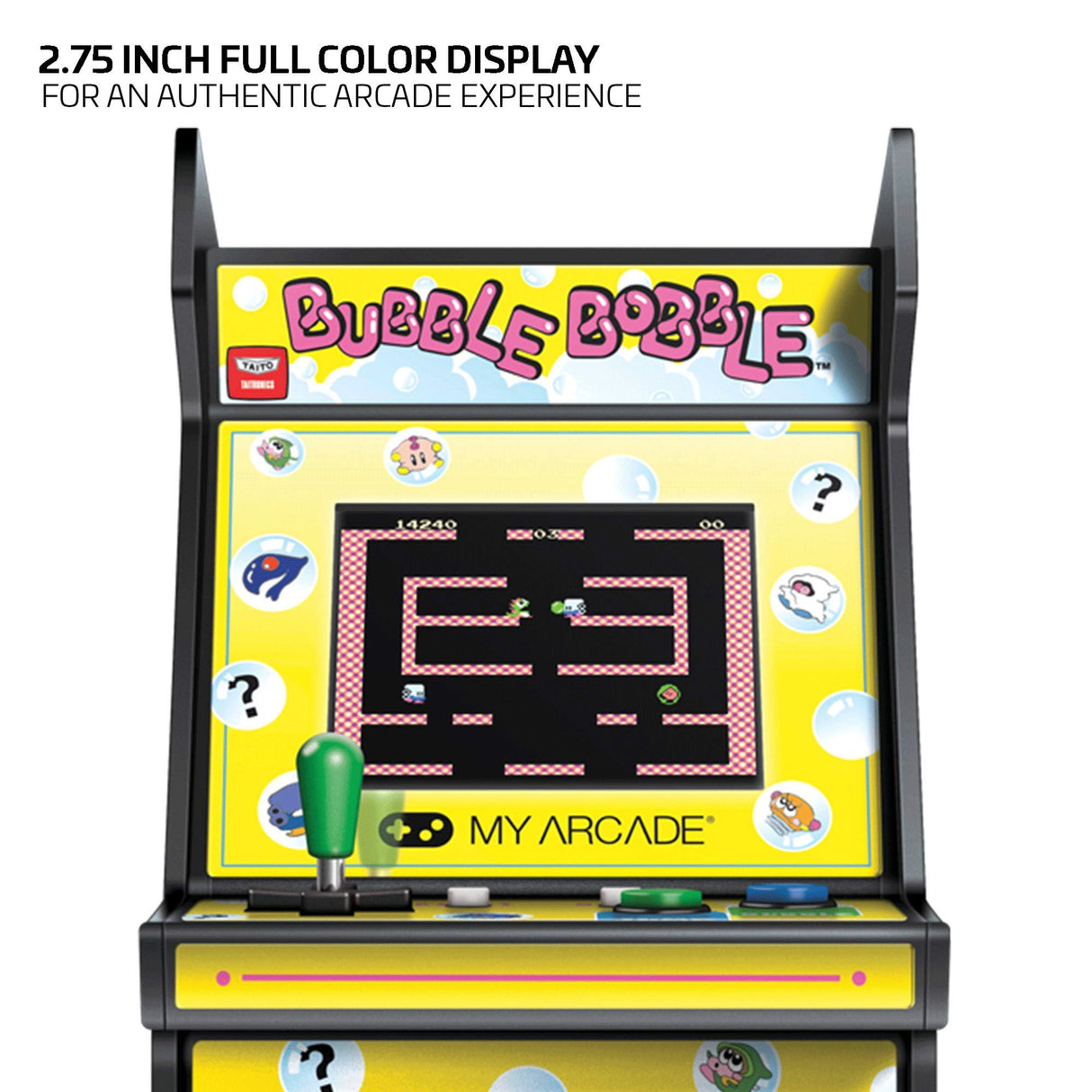 My Arcade Micro Player Mini Arcade Machine: Bubble Bobble Video Game, Fully Playable, 6.75 Inch Collectible, Color Display, Speaker, Volume Buttons, Headphone Jack, Battery or Micro USB Powered My Arcade
