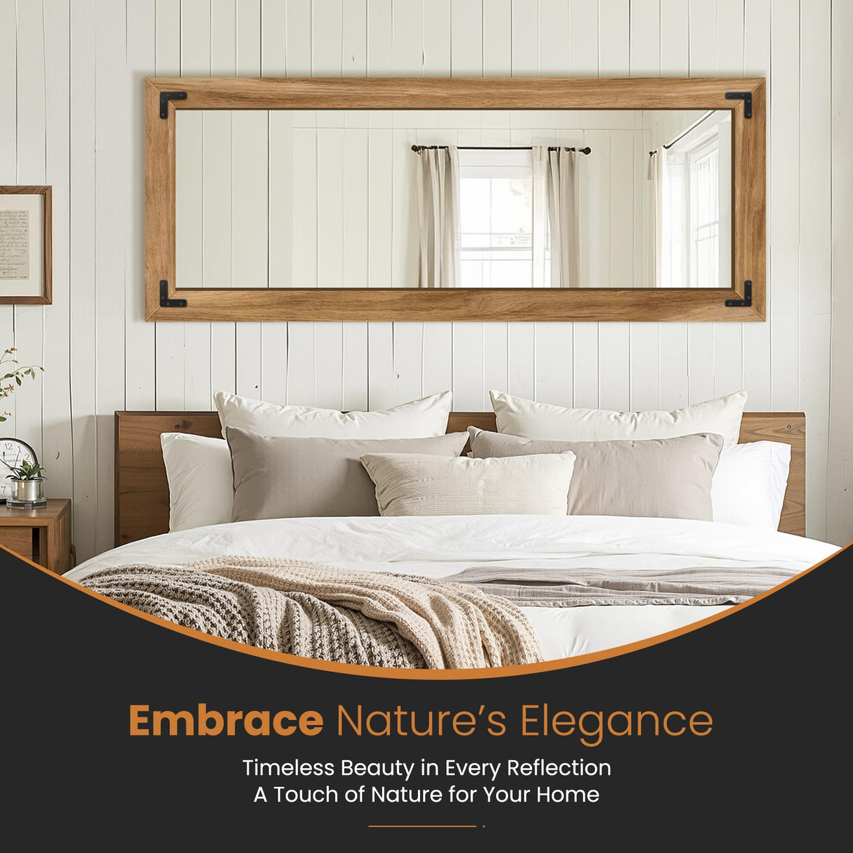 TRAHOME Full Length Mirror with Wooden Frame, 56"X22" Solid Wood Standing Floor Mirror for Farmhouse, Bathroom, Bedroom Decor, Hanging or Leaning Wall-Mounted TRAHOME