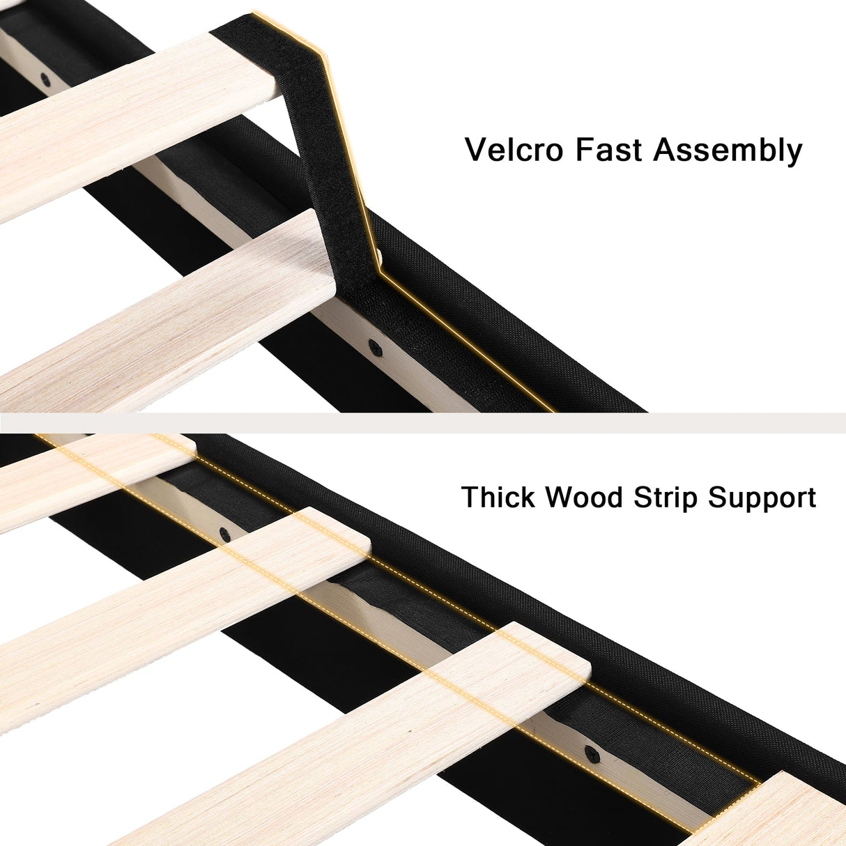 Einhomn King Upholstered Bed Frame with Headboard, Button Tufted Linen Bed Base, Platform Bed with Heavy Duty Wood Slat Support, Noise Free, No Box Spring Needed, Easy Assembly, Black Einhomn