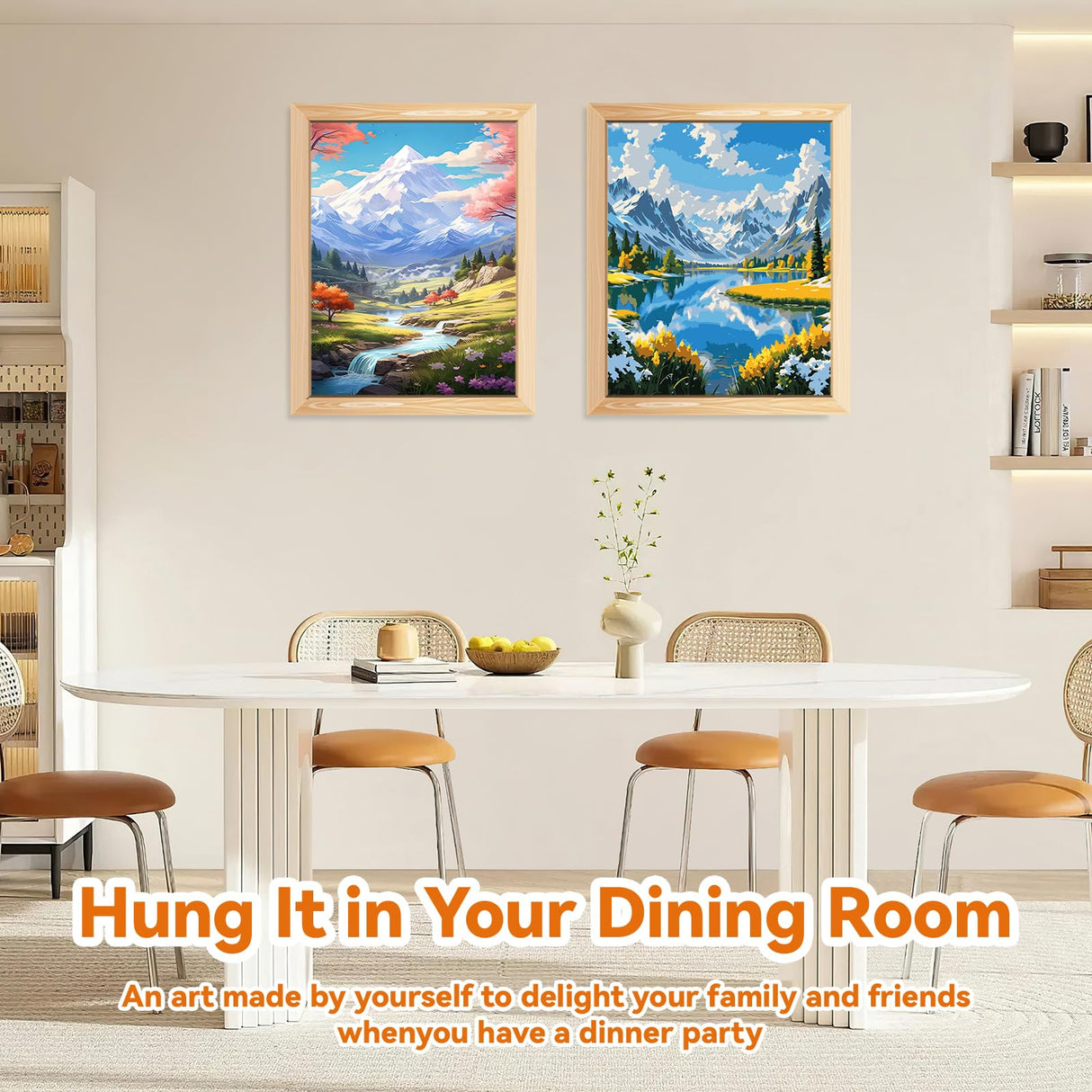 EFOTIML Paint by Numbers Kit for Adults Beginners & Kids Ages 8-12,2 Pack 16x20 inches Canvas for Painting Kits for Adults in Colorful Box(Without Frame)-Snow Mountain and Lake(2PCS) EFOTIML