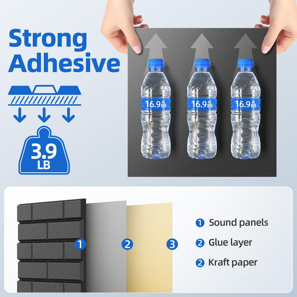 12 Pack Acoustic Panels with Self Adhesive, 12" X 12" X 0.4" High Density Sound Proof Foam Panels for Walls, Soundproof Wall Panels, Brick Sound Absorbing Panels for Home Studio Office Decor - Black NEPIS