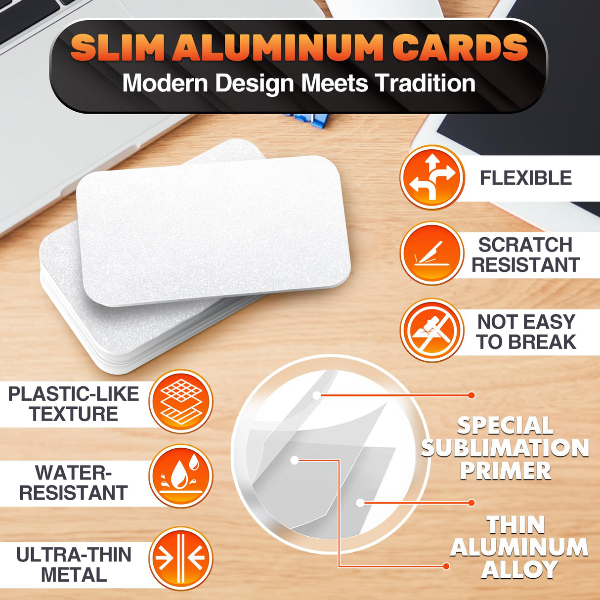 100 Pcs Sublimation Business Card Blanks - Sublimation Cards Sublimation Business Cards Double Sided White Aluminum Business Card Blanks Sublimation Id Card Blank - Sublimation Metal Business Cards Oskal