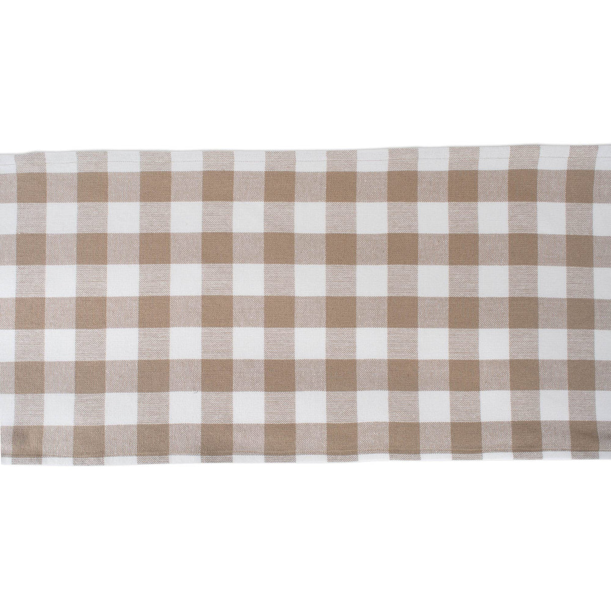 DII Heavyweight Fringed Check Tabletop Collection, Table Runner, 14x72, Stone Brown DII