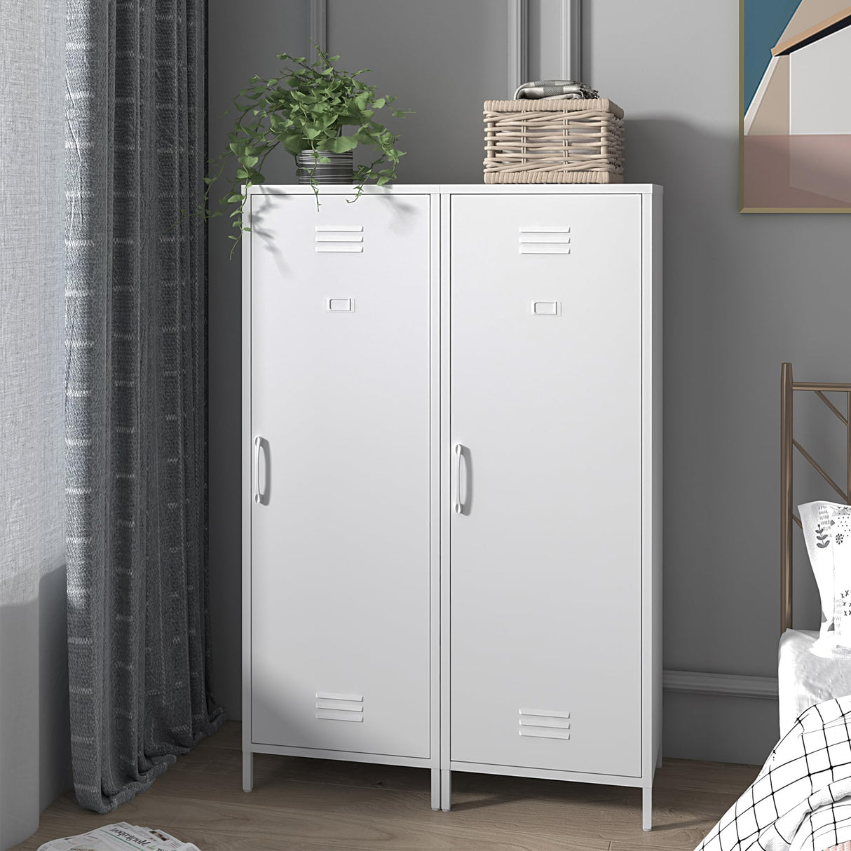 Steehoom Metal Storage Cabinet, Steel File Locker with 3 Shelves 59.06-inch high for School, Living Room, Bedroom, Office (White) Steehoom