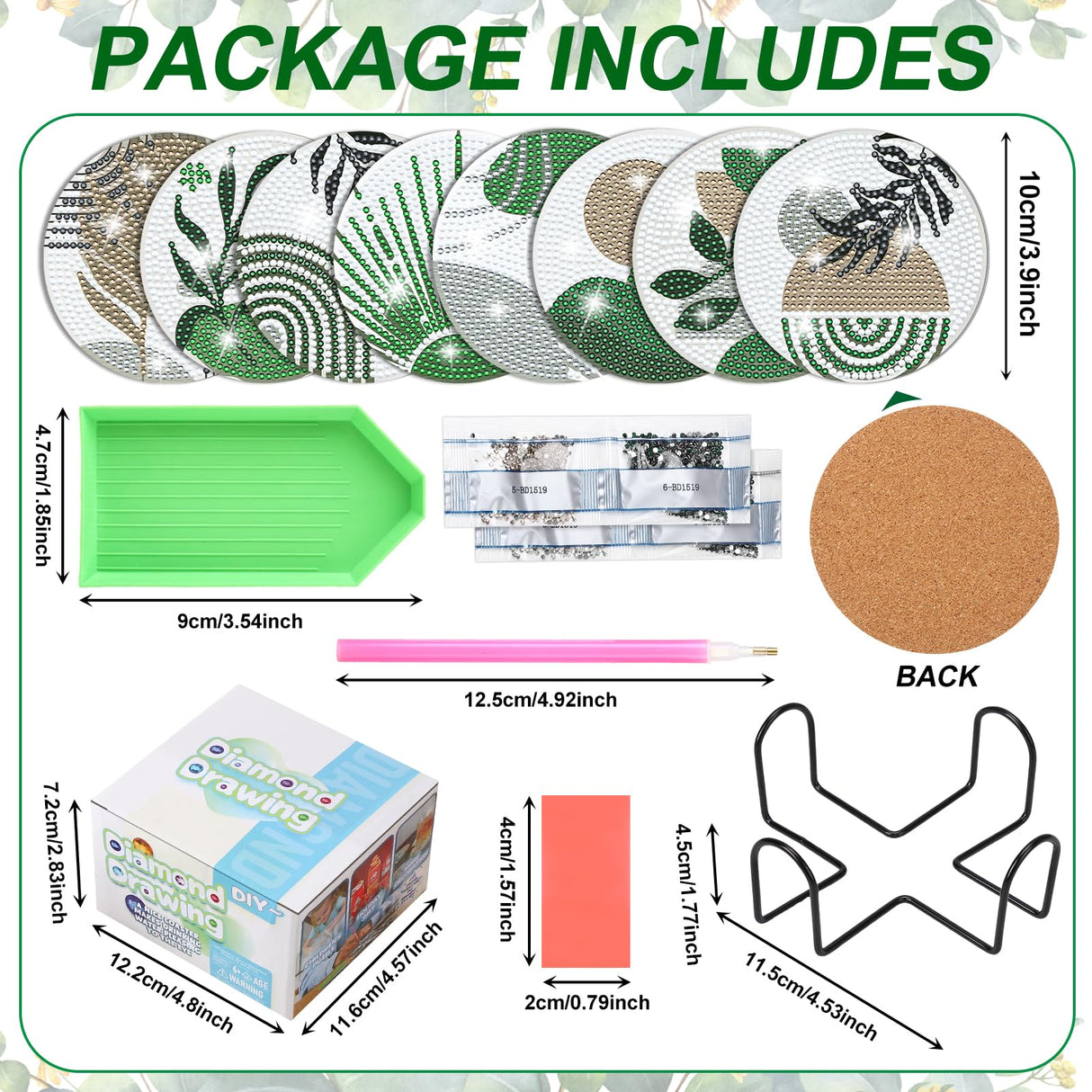 Ovveroche 8 Pcs Diamond Art Painting Coasters with Holder, Diamond Art Coasters Abstract Diamond Art Kits for Adults Beginner Craft Supplies Ovveroche