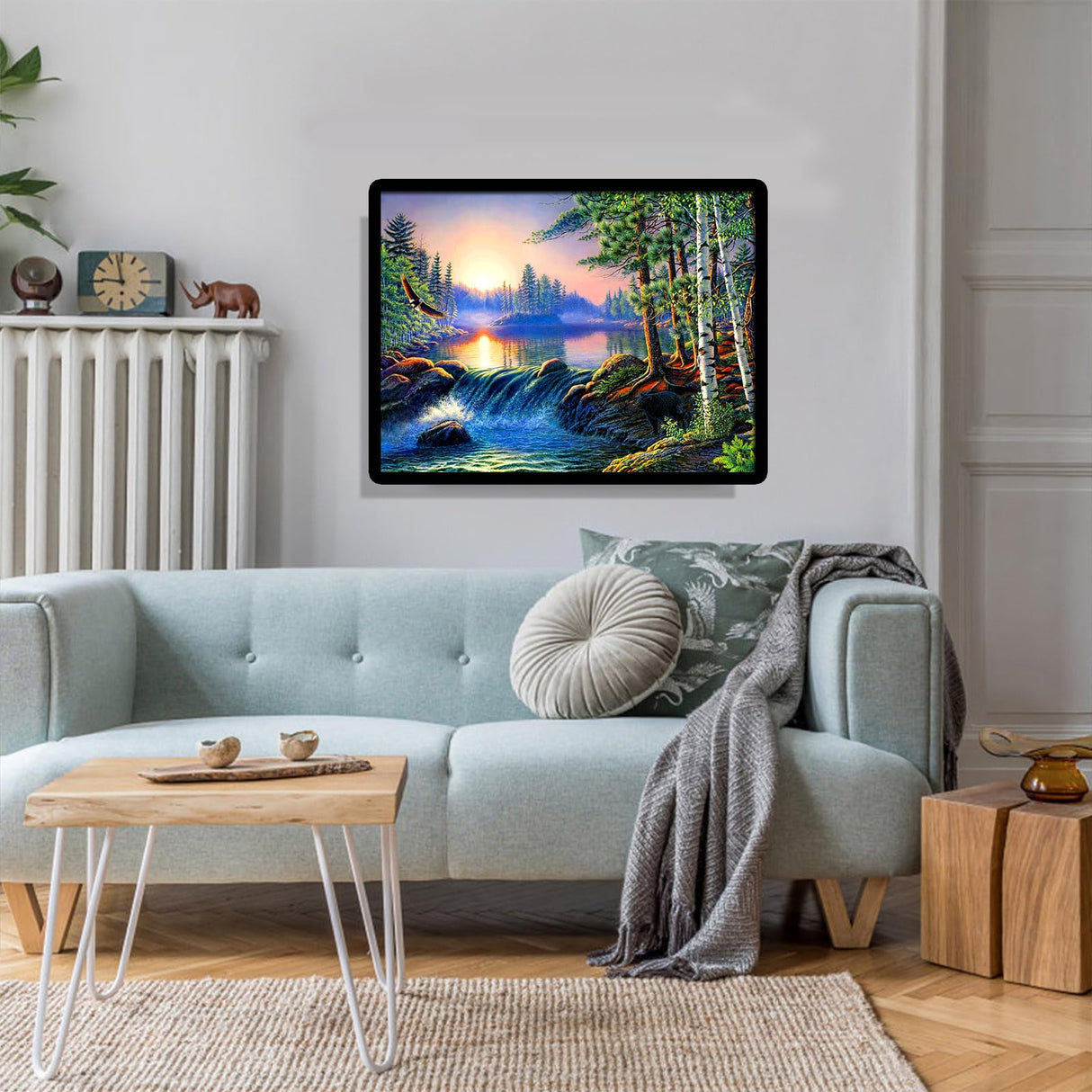 hill froeistung 5D Waterfalls,Sunset,Mountain, Lake, Forest Diamond Art Painting Kits for Adults,DIY Full Drill Nature Landscape Scenery Diamond Art Painting for Home Wall Decor Gifts (16X12 inch) hill froeistung