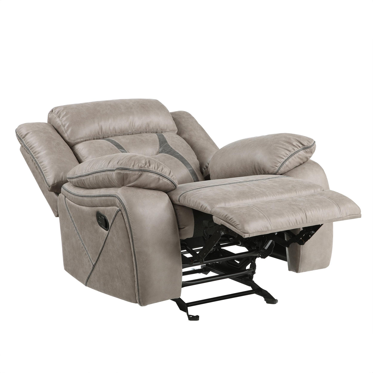 Steve Silver Co Tyson Manual Recliner, Transitiona,l Contemporary, Traditional, Grey Leatherette, Living Room, Home Theater Seating, Single Sofa, 39.4" D x 41" W x 41" H, Grey Steve Silver