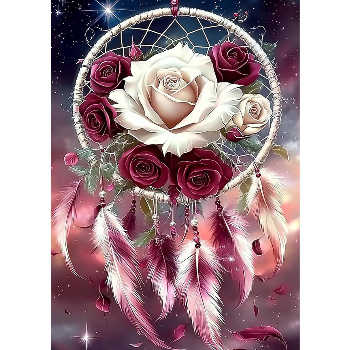 MXJSUA Dream Catcher 5D Diamond Painting Kits for Adults, Diamond Art Kits for Beginner, DIY Full Round Drill Diamond Dots Gem Art Kits for Home Wall Decor 12x16 Inch MXJSUA