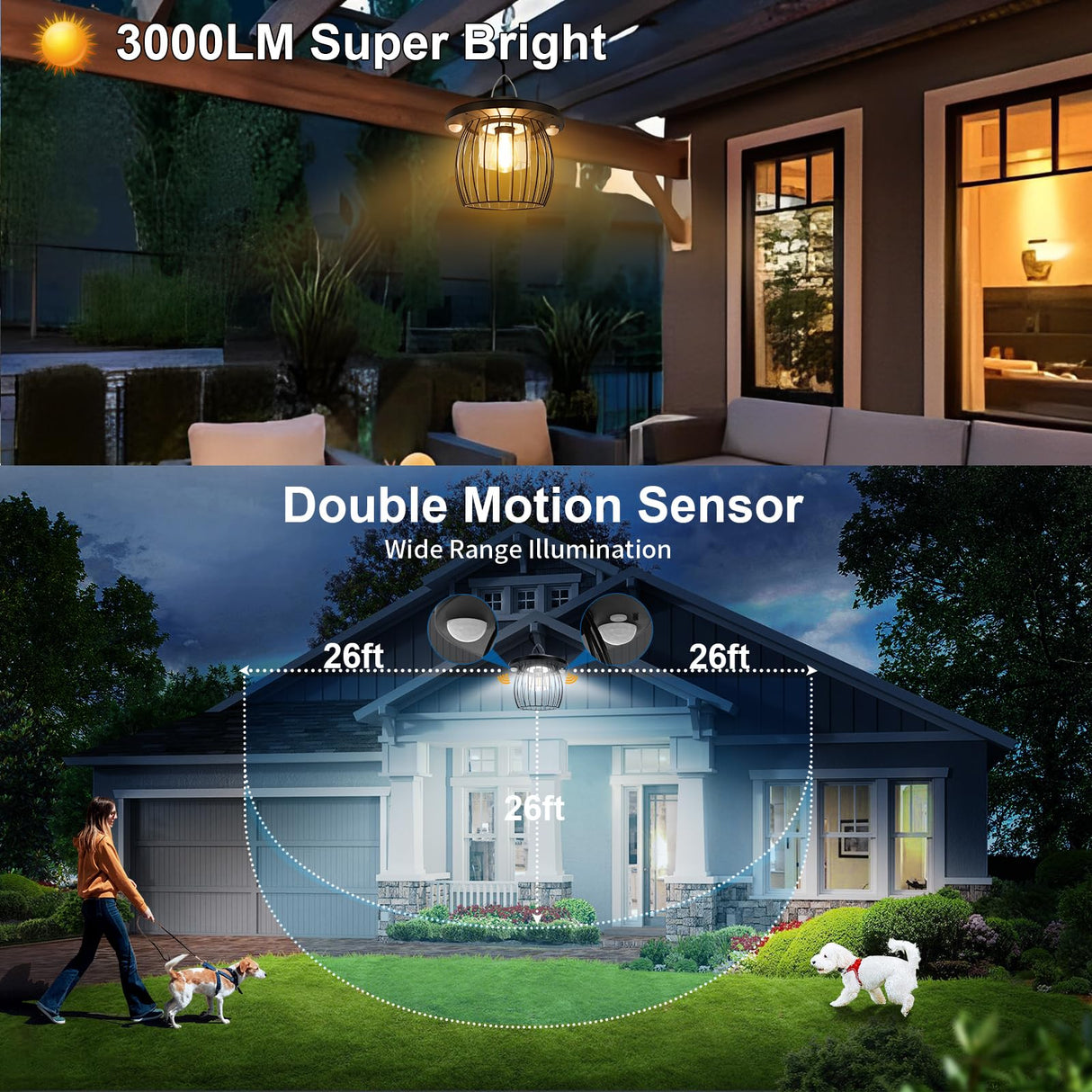 AEQ Solar Shed Light Indoor Outdoor, Solar Gazebo Lights Work in Daytime with Dual Motion Sensor/5 Modes/Remote Control, Waterproof Garage Lights with for Porch Shed Garage Barn AEQ