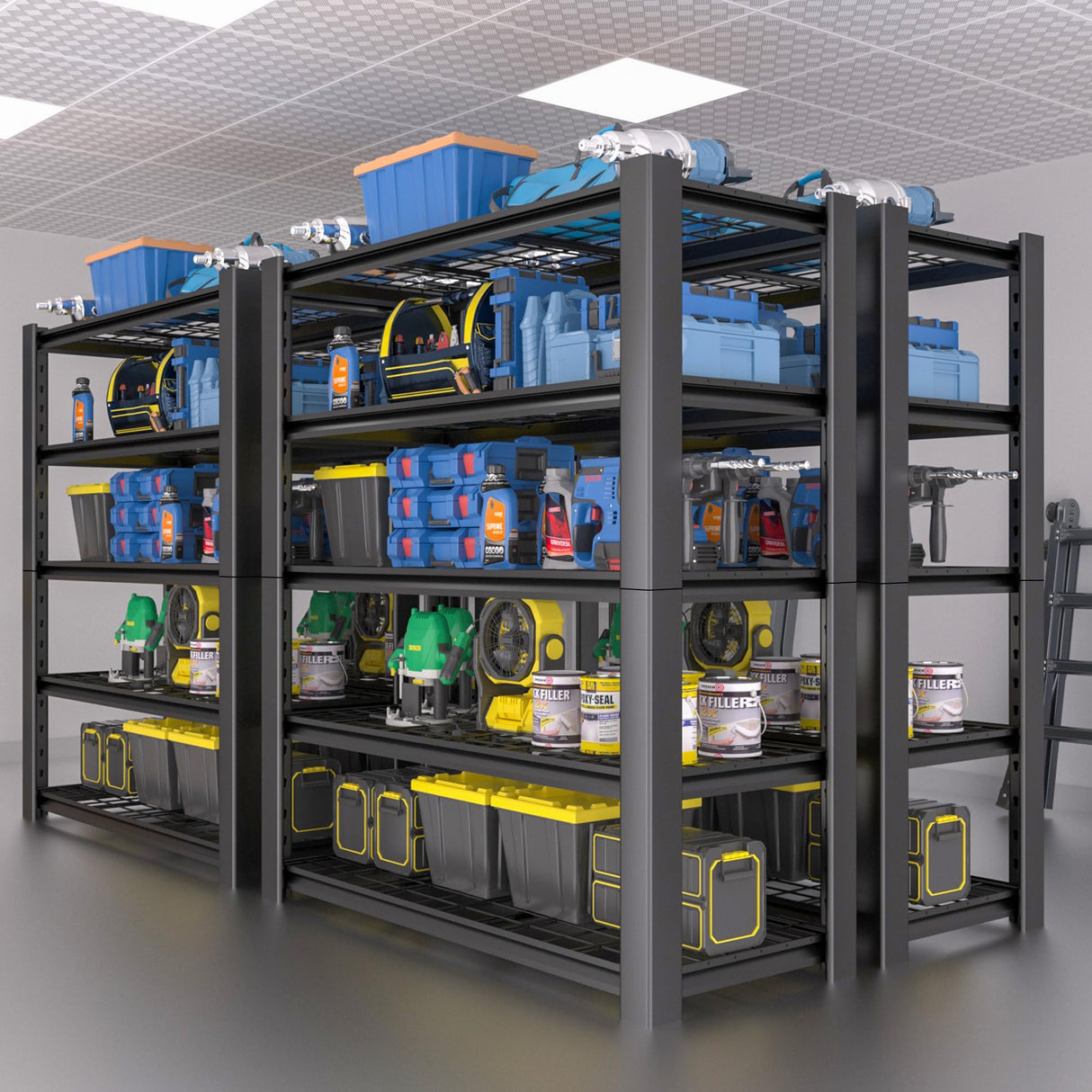 NEXVRTAU 5-Tier Heavy Duty Garage Shelving Unit with Wire Shelves,3000 LBS Capacity Metal Storage Rack 76"H x 60"W x 24"D,Adjustable Boltless Steel Shelves for Garage,Basement,Pantry,Warehouse.1 Pack Nexvrtau