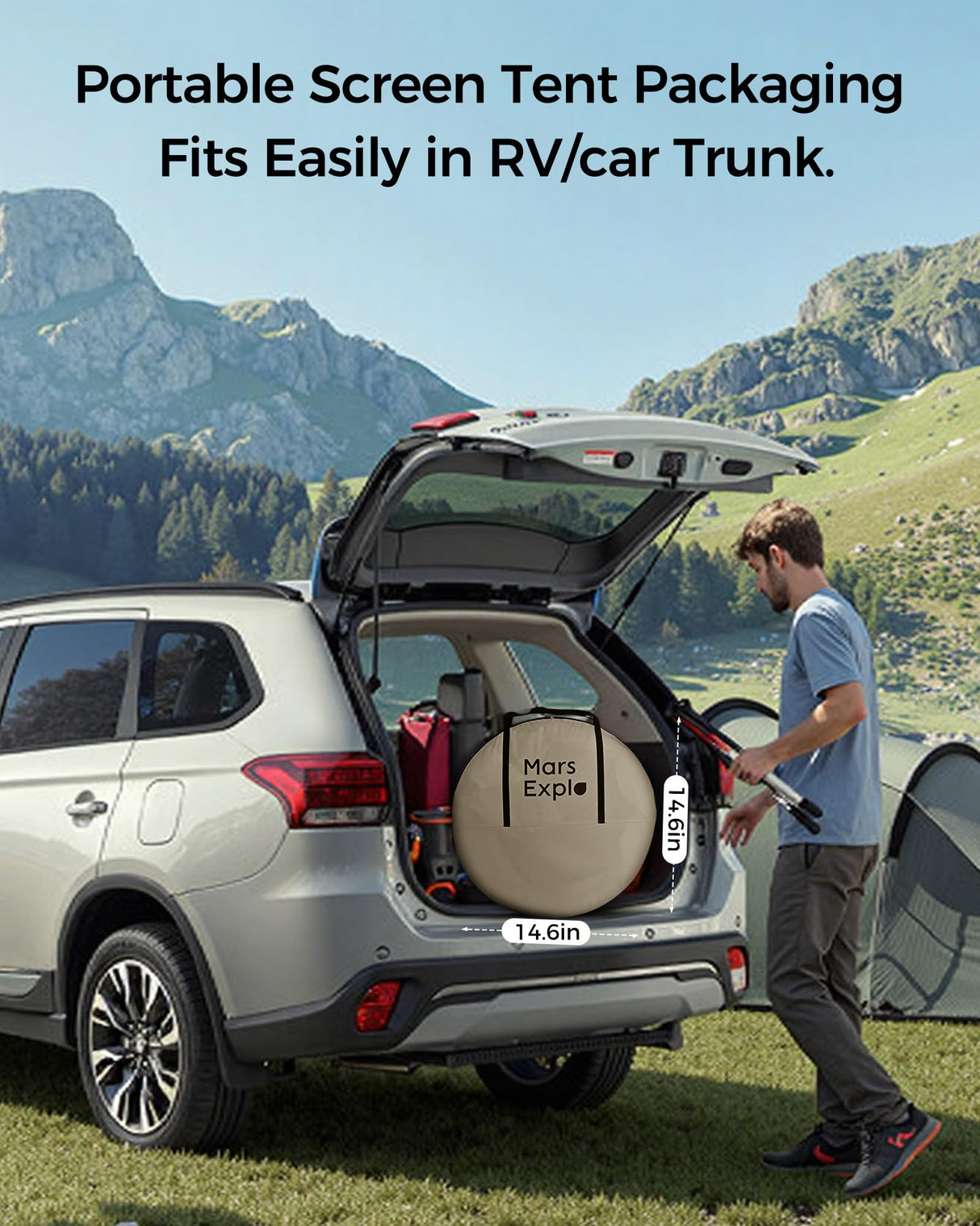 Mars Explo Screen Pop Up House Room Tent, Canopy Sun Shade Shelter for Camping, Patio, Backyard, Deck & Outdoor Activities, Portable Gazebo, Not Waterproof, 10'x10',Beige Mars Explo