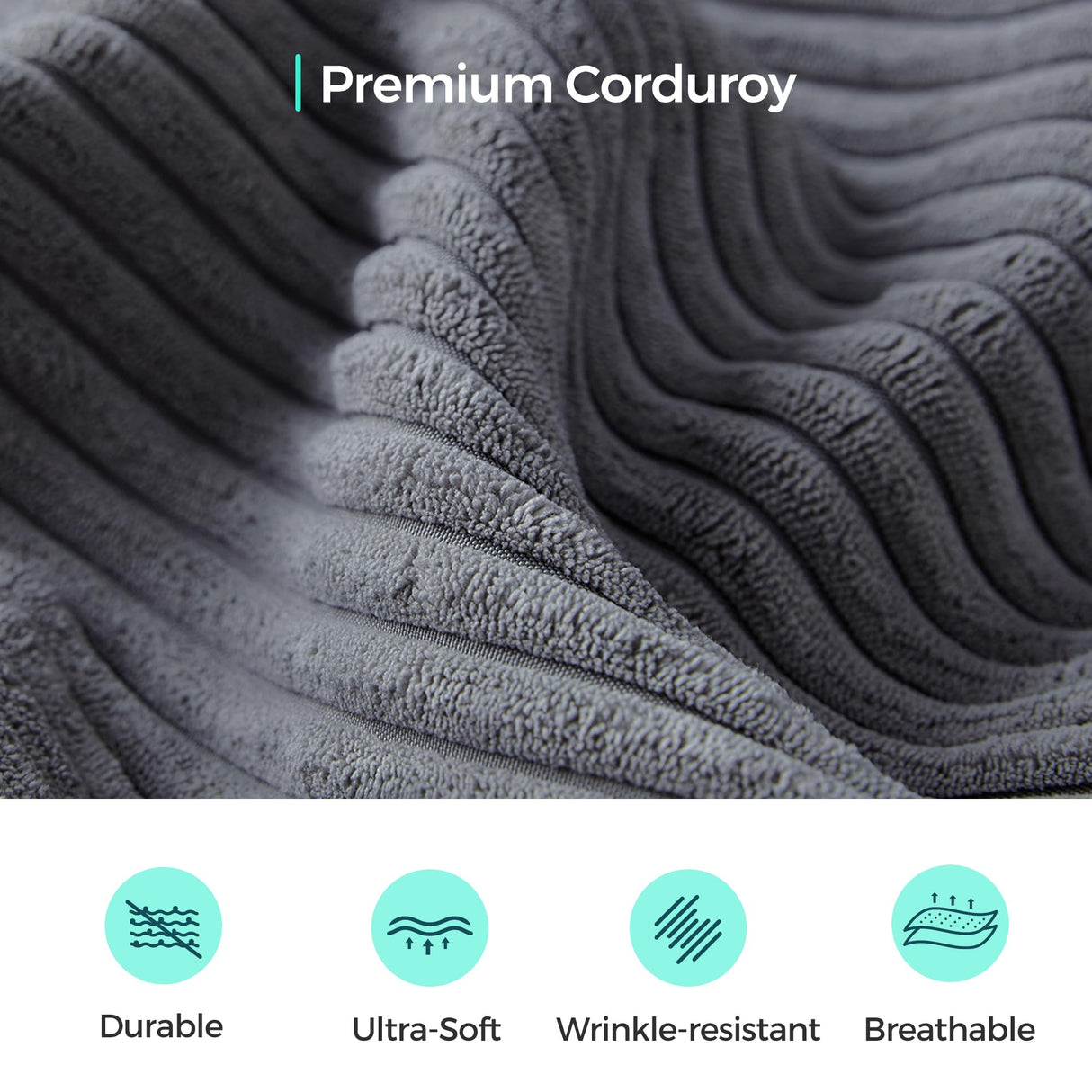 LINSY HOME Oversized Modular Sectional Sofa, 105" Cloud Couch L Shaped 3-Seat Sofa with Ottoman, Corduroy Deep Seat Modular Couches for Living Room, No Assembly Required, Bluish Grey LINSY HOME