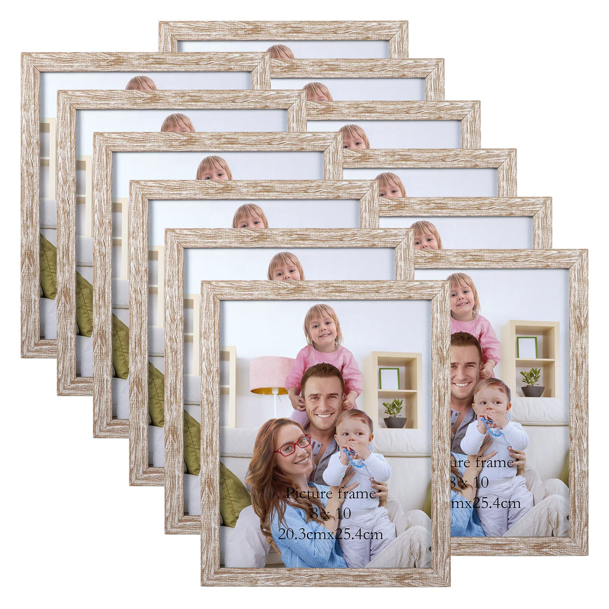 Giftgarden 8x10 Picture Frame Distressed Beige White Set of 12, Multi Rustic Wood Grain 8 by 10 Photo Frames Bulk for Wall or Tabletop Display Giftgarden