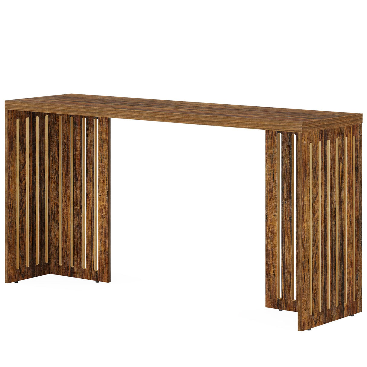 Tribesigns Bar Table, 63-Inch Counter Height Pub Table, Industrial Bar Height Table, Rectangular High Top Kitchen & Dining Counter Tables with Louvered Base for Narrow Space, Rustic Brown Tribesigns