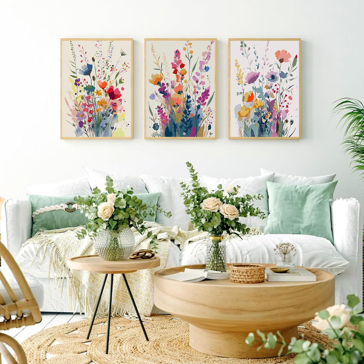 3 Pack Wildflowers Paint by Numbers Kit for Adults with Wooden Frame, Acrylic Paint by Numbers for Adults Beginners, Flowers Painting by Numbers Kits for Adult Gift Home Wall Decor 8x12inch Aestalrcus