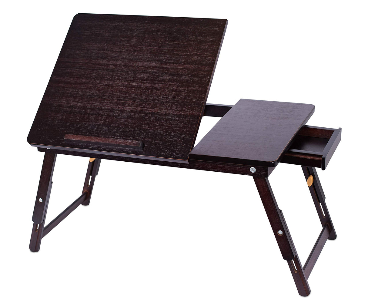 Sofia + Sam Bamboo Lap Tray with Adjustable Tilt Surface | Wooden with Folding Legs and Pullout Drawer | Fits Laptops Up to 15" | Walnut Brown | Foldable Serving Bed Tray | Computer Lap Tray Sofia + Sam