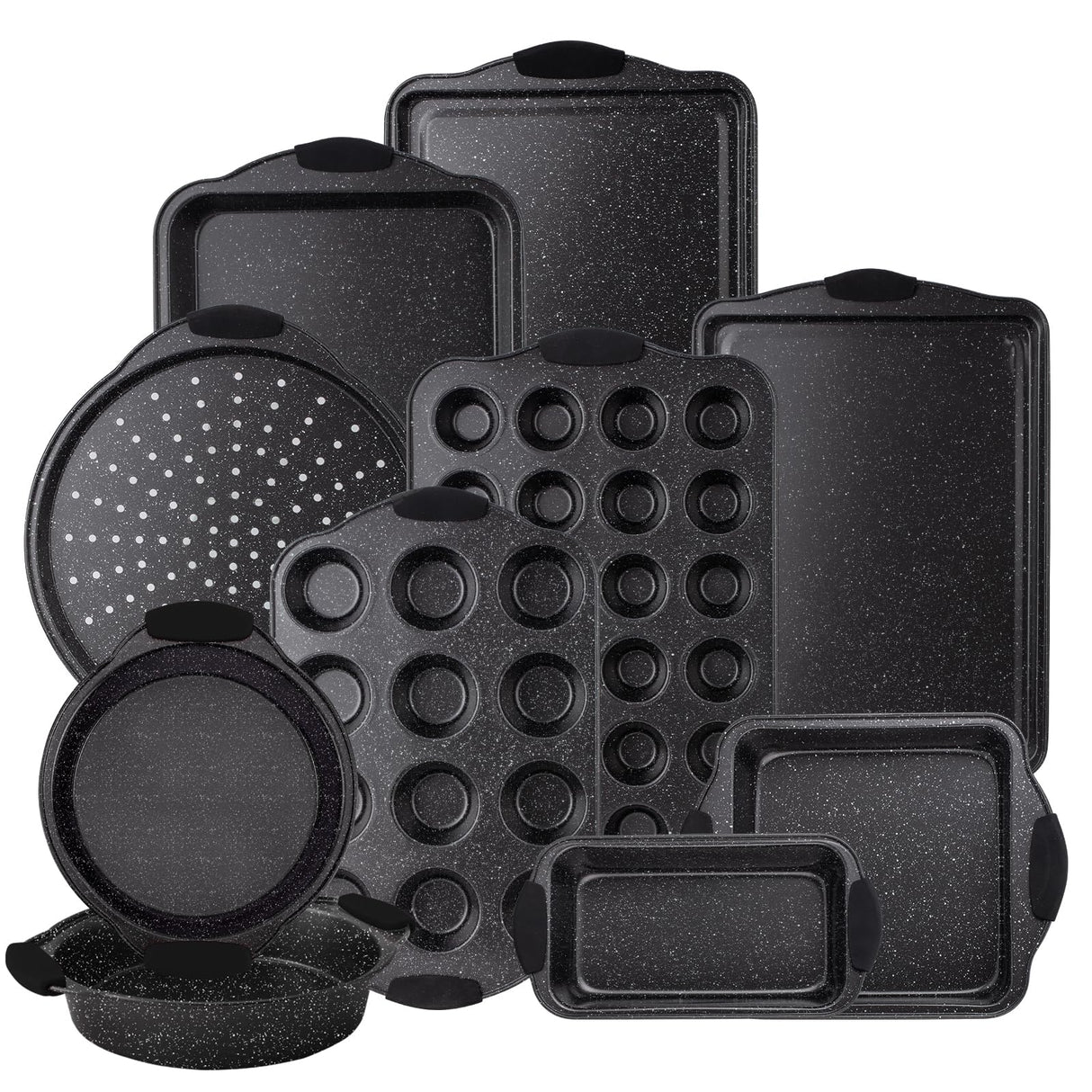 Country Kitchen Nonstick Stackable Bakeware Set - Durable, Easy Release Baking Set, Black, 10 Pcs Country Kitchen