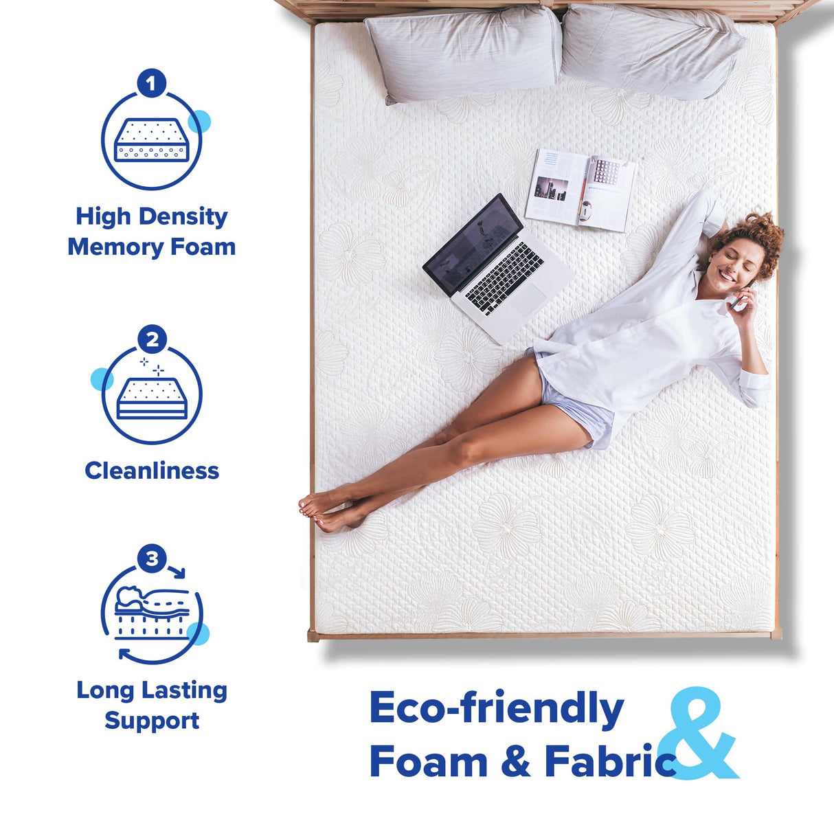 Olee Sleep Twin Mattress, 8 Inch Gel Memory Foam Mattress, Gel Infused for Comfort and Pressure Relief, CertiPUR-US Certified, Bed-in-a-Box, Medium Firm, Twin Size Olee Sleep