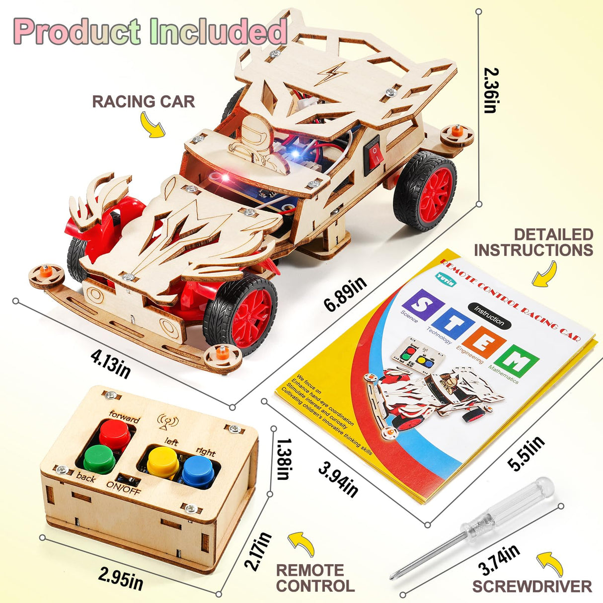 STEM Kits for Kids Ages 8-10, Remote Control Car Model Building Kit for Boys 8-12, Wooden 3D Puzzles 8-13, Wood Science Crafts Projects, STEM Toys Gifts for 8 9 10 11 12 13 14 Year Old Teen Boys Girls Yutin