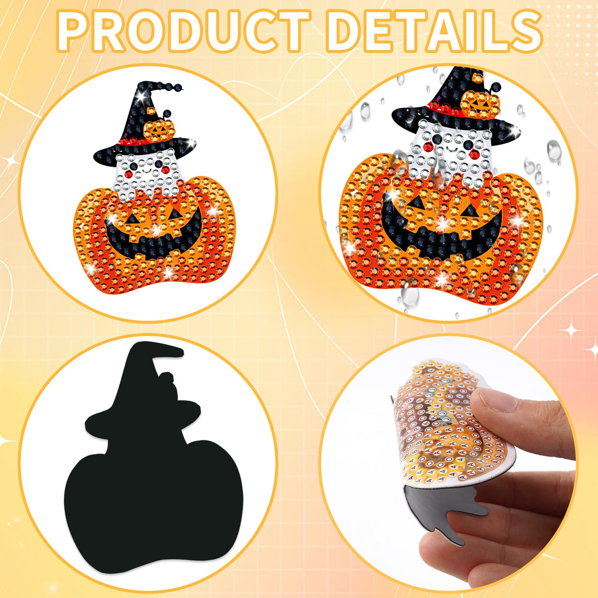 16 Pcs Luminous Halloween Diamond Art Magnets Kit, Glow in The Dark Diamond Painting Magnet Set for Adults Kids Beginners, Halloween Cute Ghost DIY Craft Fridge Magntic Stickers Home Decor Gifts CRASHOT