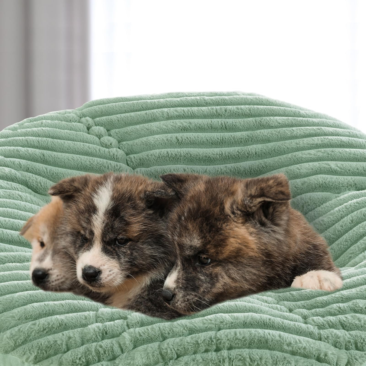 HOMBYS Fluffy Shaggy Cover for Papasan Chair Cushion, Plush Faux Fur Slipcover ONLY, (Without Cushion) Removable Soft Papasan Cushion Covers with 8 Ties, (Sage Green, 50"x50") HOMBYS