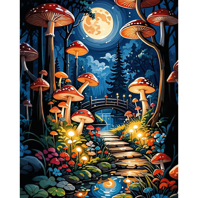 Aestalrcus Forest Paint by Numbers Kit for Adults, Mushrooms Paint by Numbers for Adults, DIY Paint by Number Gifts & Home Wall Decor 16X20 Inch