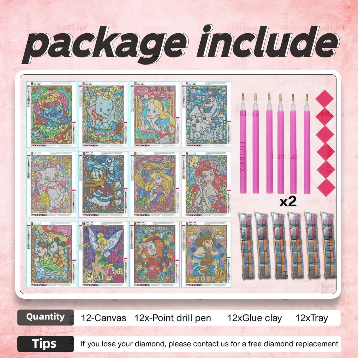 FFPTBNYX 12 Pack Diamond Painting Kits for Adults 5D Full Drill Diamond Art Paint with Round Diamonds DIY Gem Painting Kit for Home Wall Decor Gifts(12" x 16") FFPTBNYX