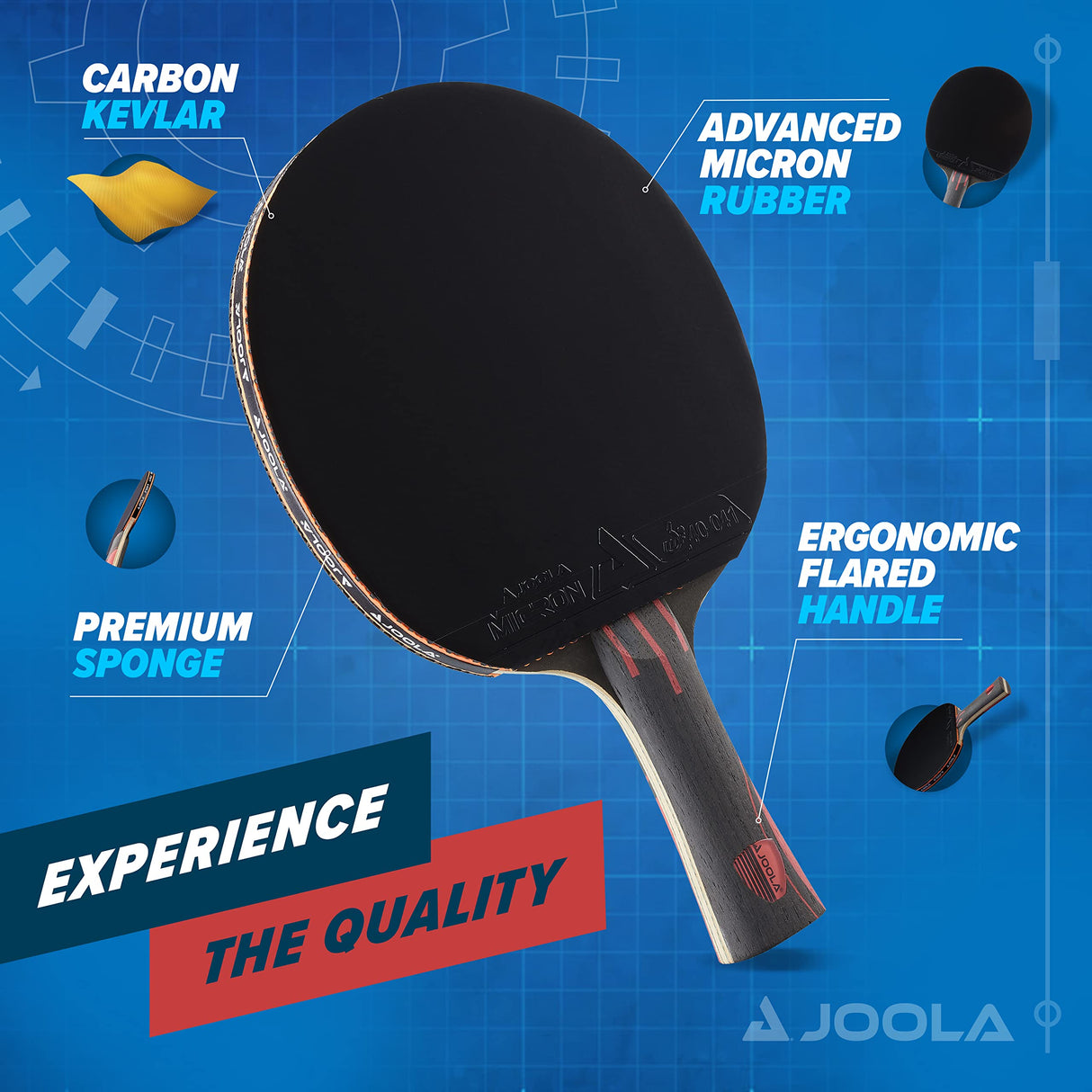 JOOLA Infinity Overdrive - Professional Performance Ping Pong Paddle with Carbon Kevlar Technology - Black Rubber on Both Sides - Competition Table Tennis Racket for Advanced Training - Extreme Speed JOOLA