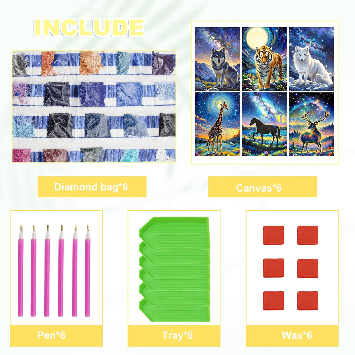 Leixonl Diamond Art Kits for Adults Beginners 6 Pack 5D Diamond Painting Kits for Home Wall Decoration Gifts Round Full Drill 11.8 X 15.7 inch (Animal) Leixonl
