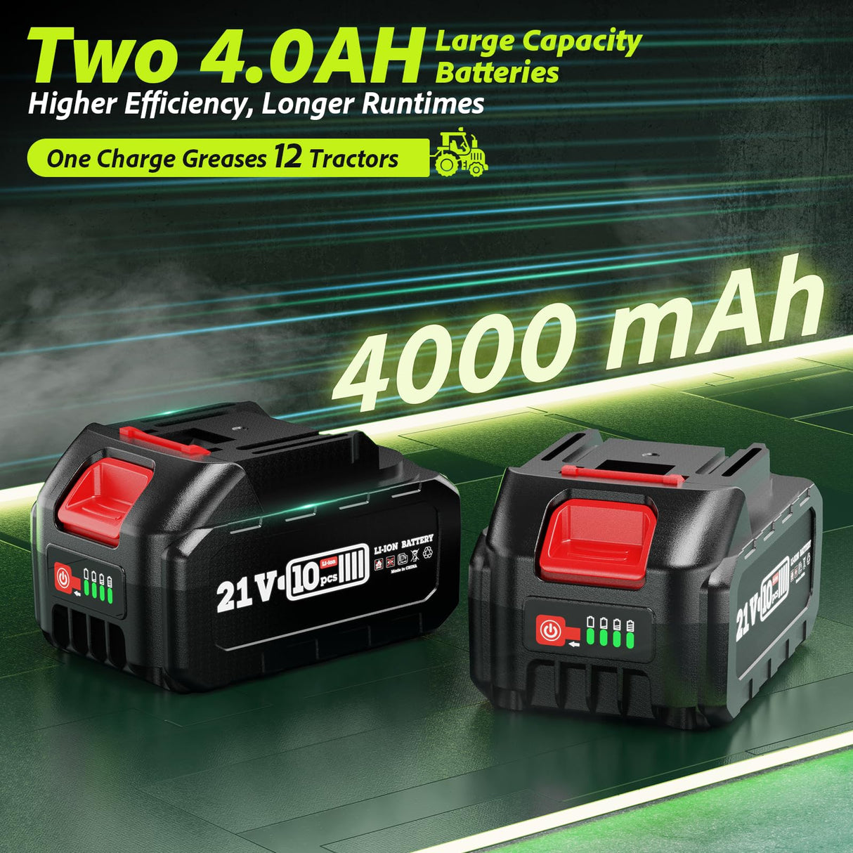 TaskStar Electric Grease Gun Kit: 2025 Upgraded 2-in-1 Battery Powered Grease Gun with 2 * 4000mAh Batteries, 90 Degree Coupler Adapter, Efficient for Farmers, Equipment Operators and Homeowners TaskStar