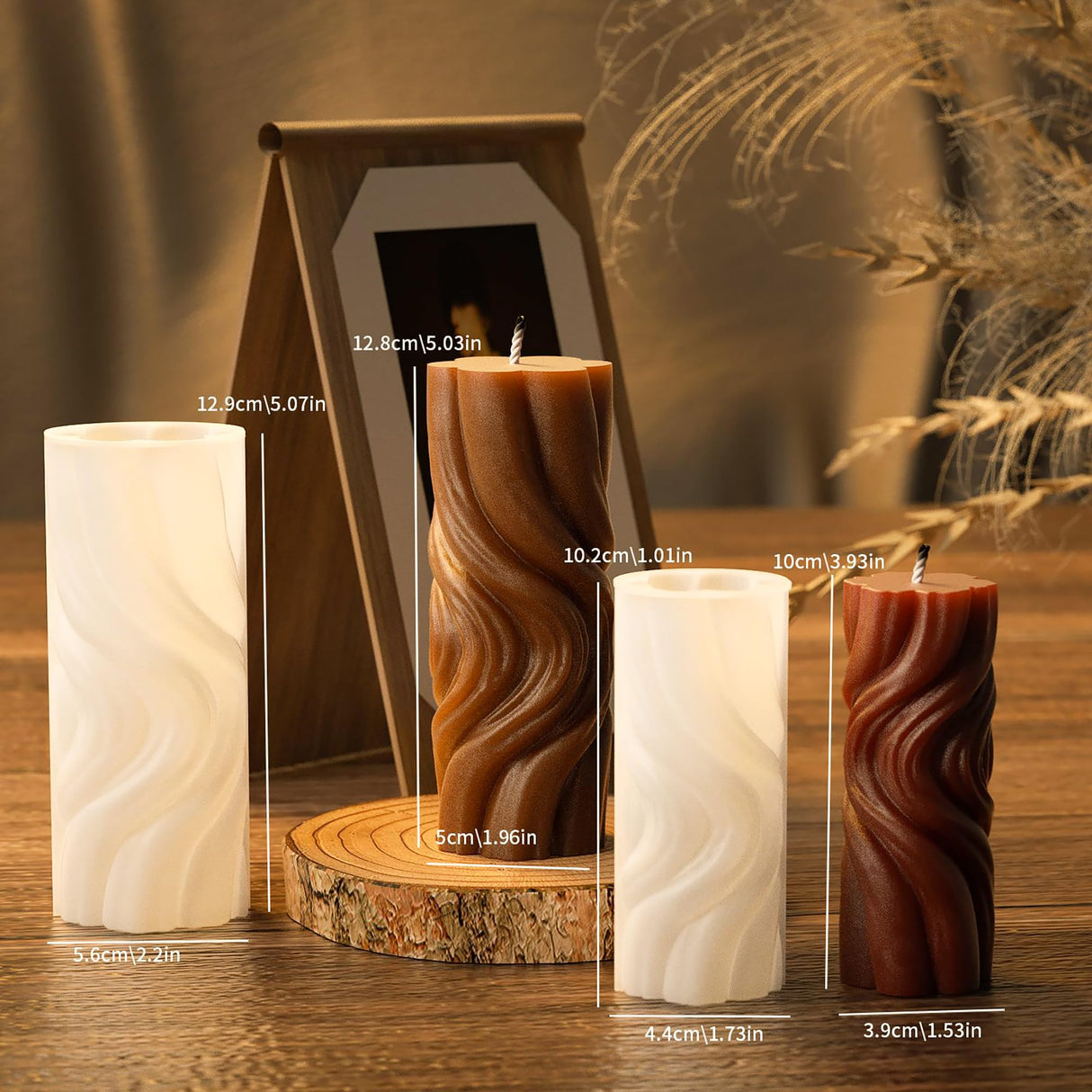 2 Pack Spiral Wave Resin Casting Molds - Silicone for 3D Animal Candle Making ESEENS