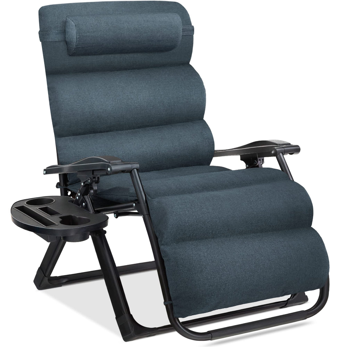 Best Choice Products Oversized Zero Gravity Chair, Folding Outdoor Patio Recliner, XL Anti Gravity Lounger w/Removable Cushion, Cup Holder, Side Tray, 350lb Capacity - Graphite Blue Best Choice Products